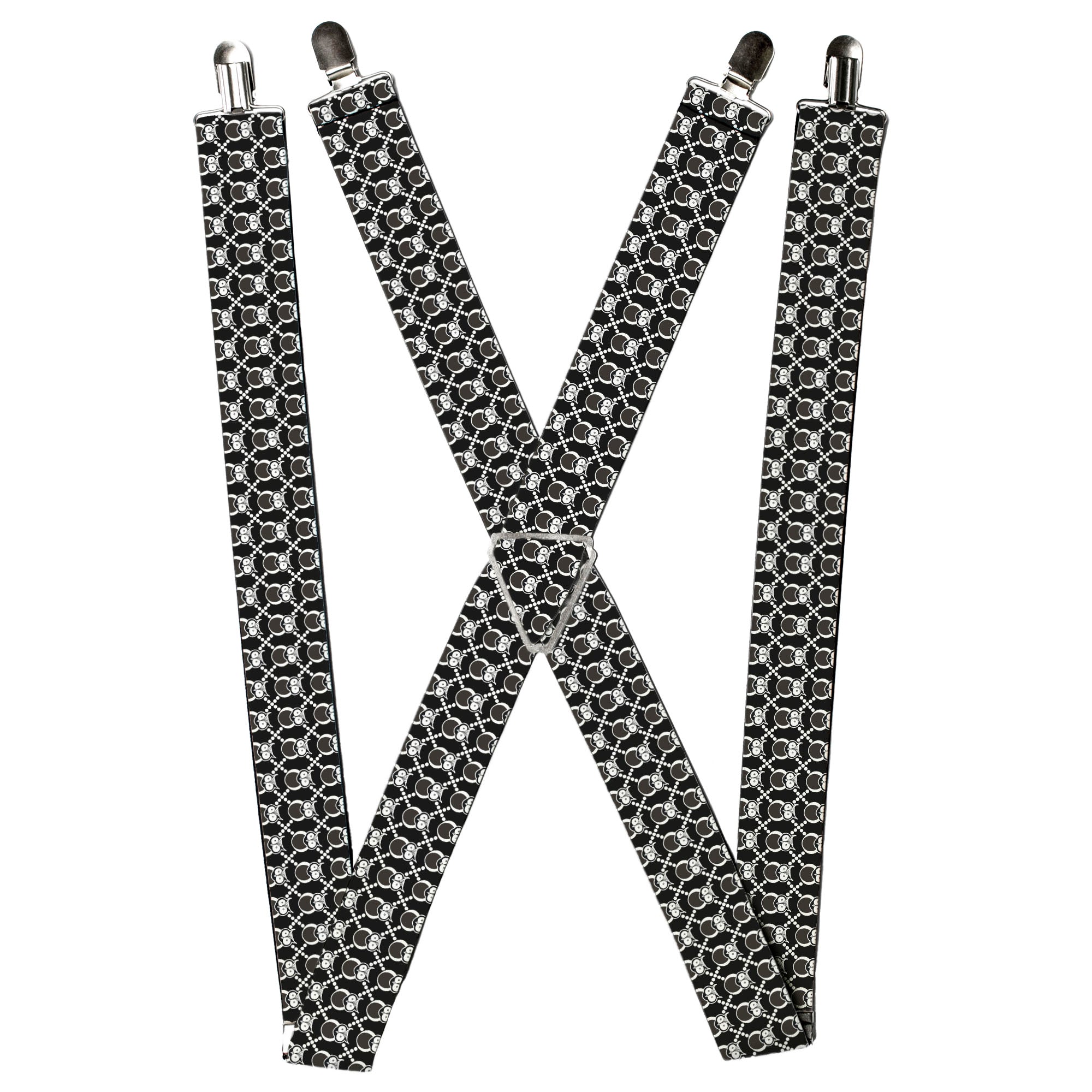 Suspenders - Owls Monogram Black/White Suspenders Buckle-Down
