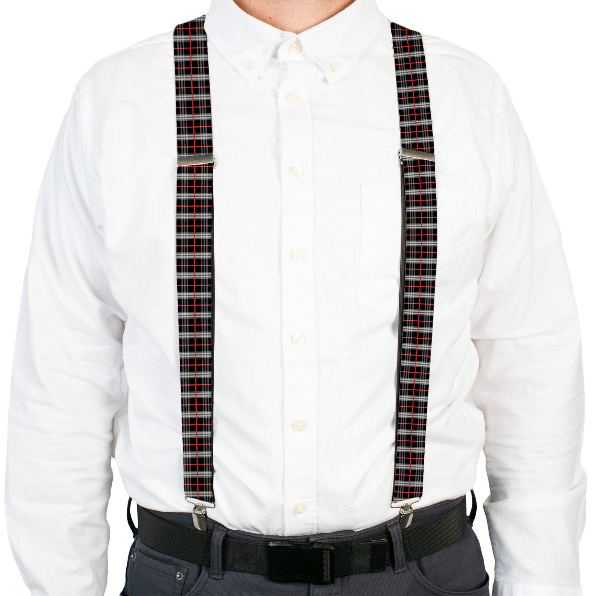 Suspenders - Plaid Black/Red Suspenders Buckle-Down