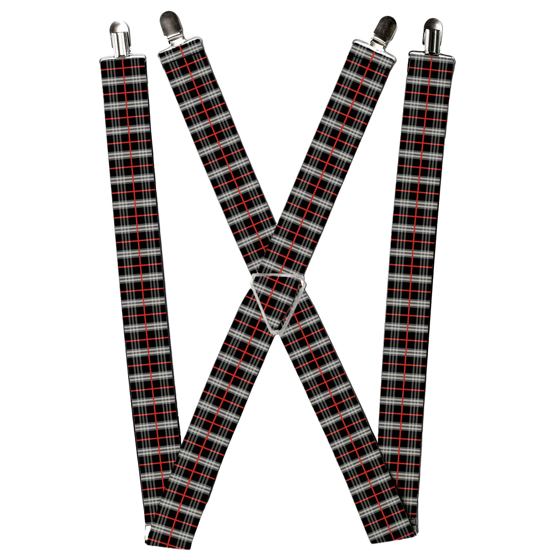 Suspenders - Plaid Black/Red Suspenders Buckle-Down
