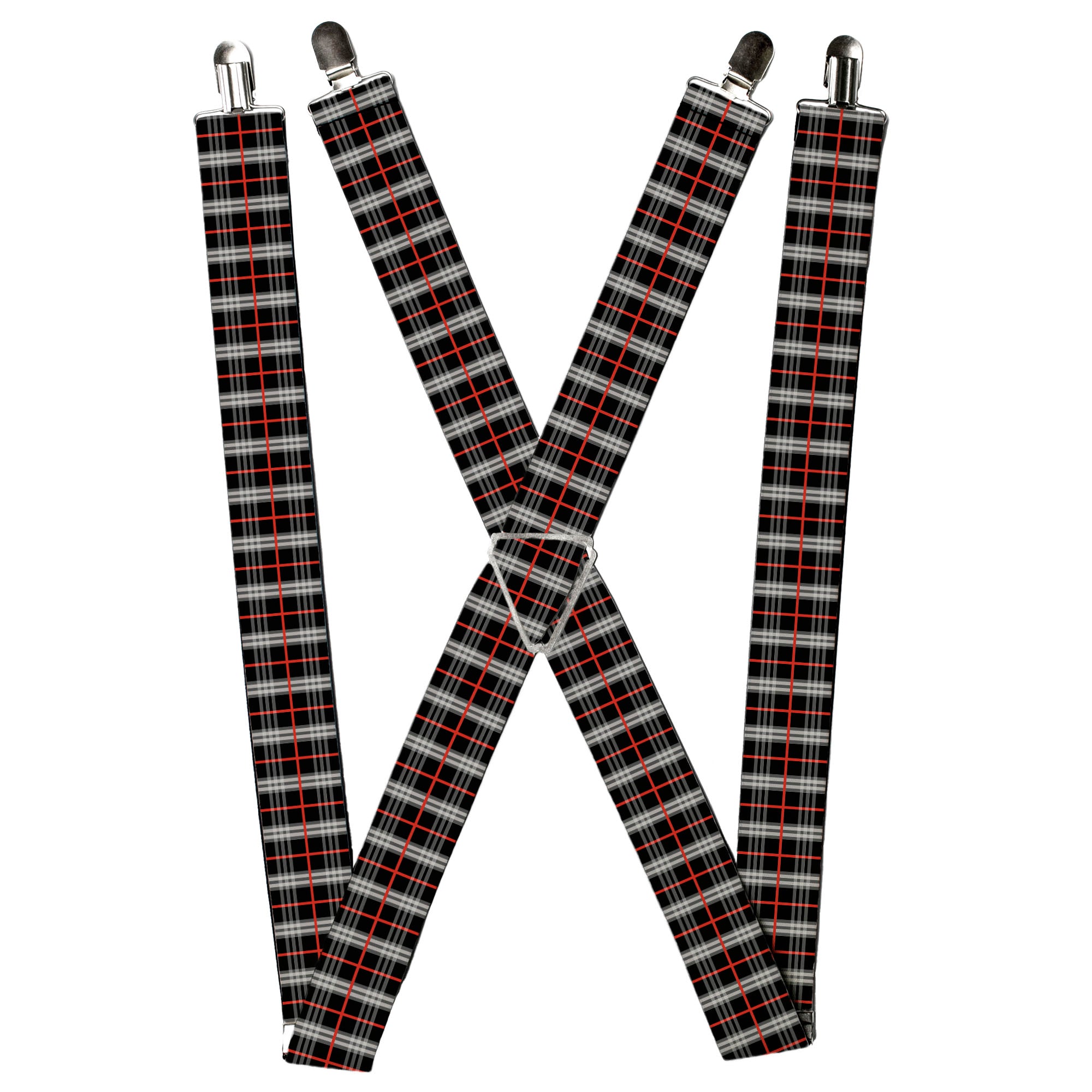 Suspenders - Plaid Black/Red Suspenders Buckle-Down
