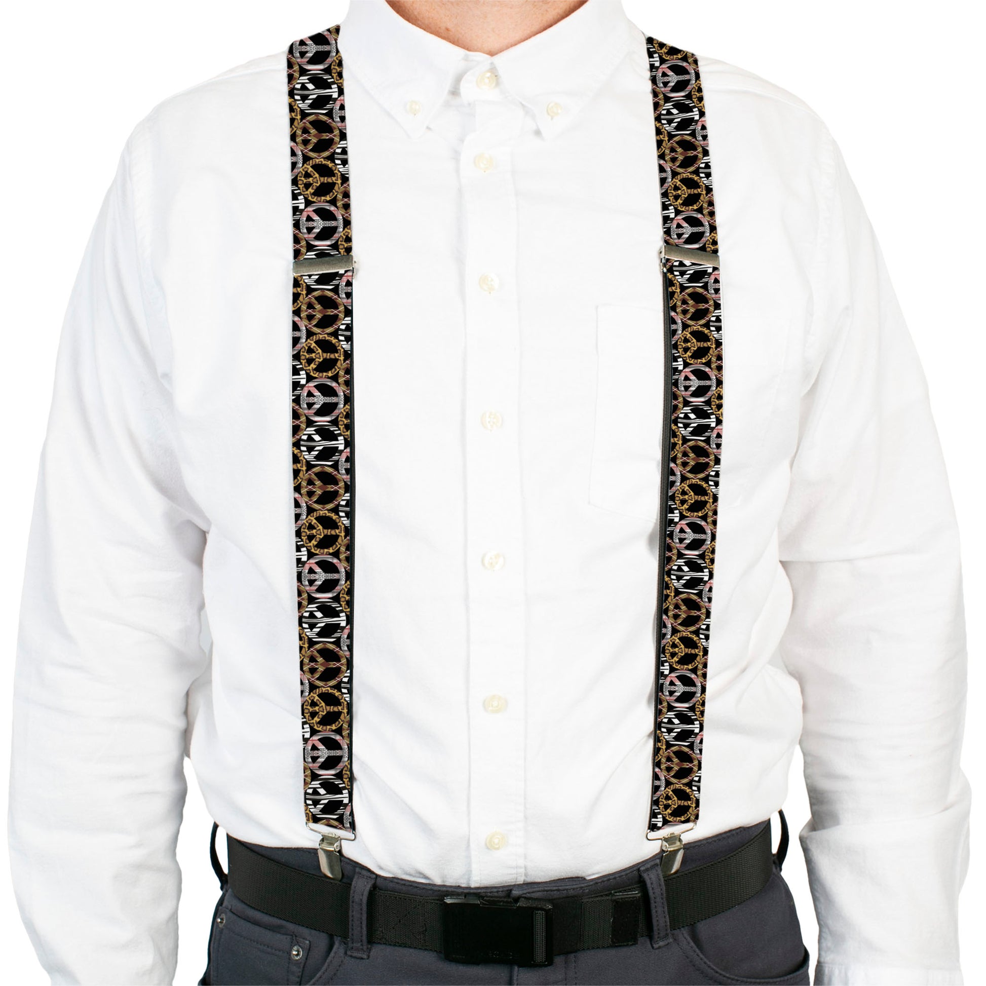 Suspenders - Peace Black/Animal Prints Suspenders Buckle-Down
