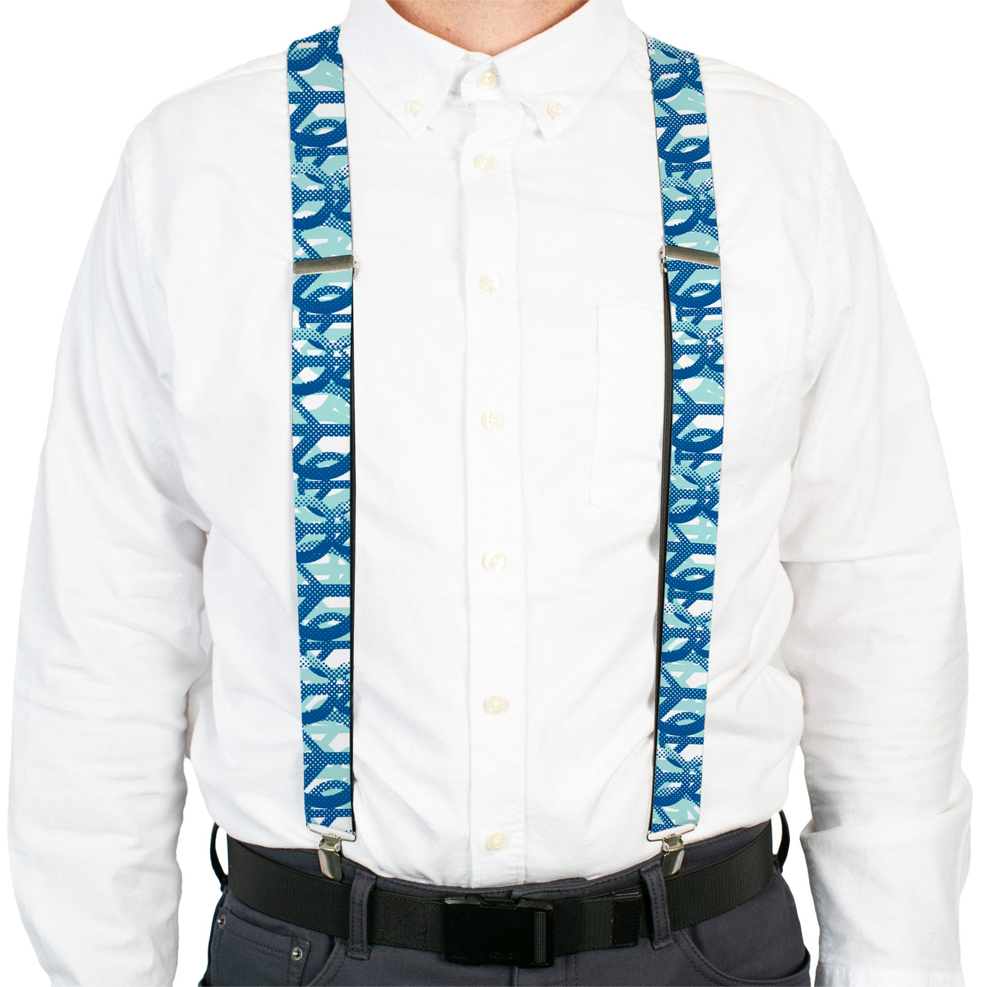 Suspenders - Peace Dots White/Blue Suspenders Buckle-Down