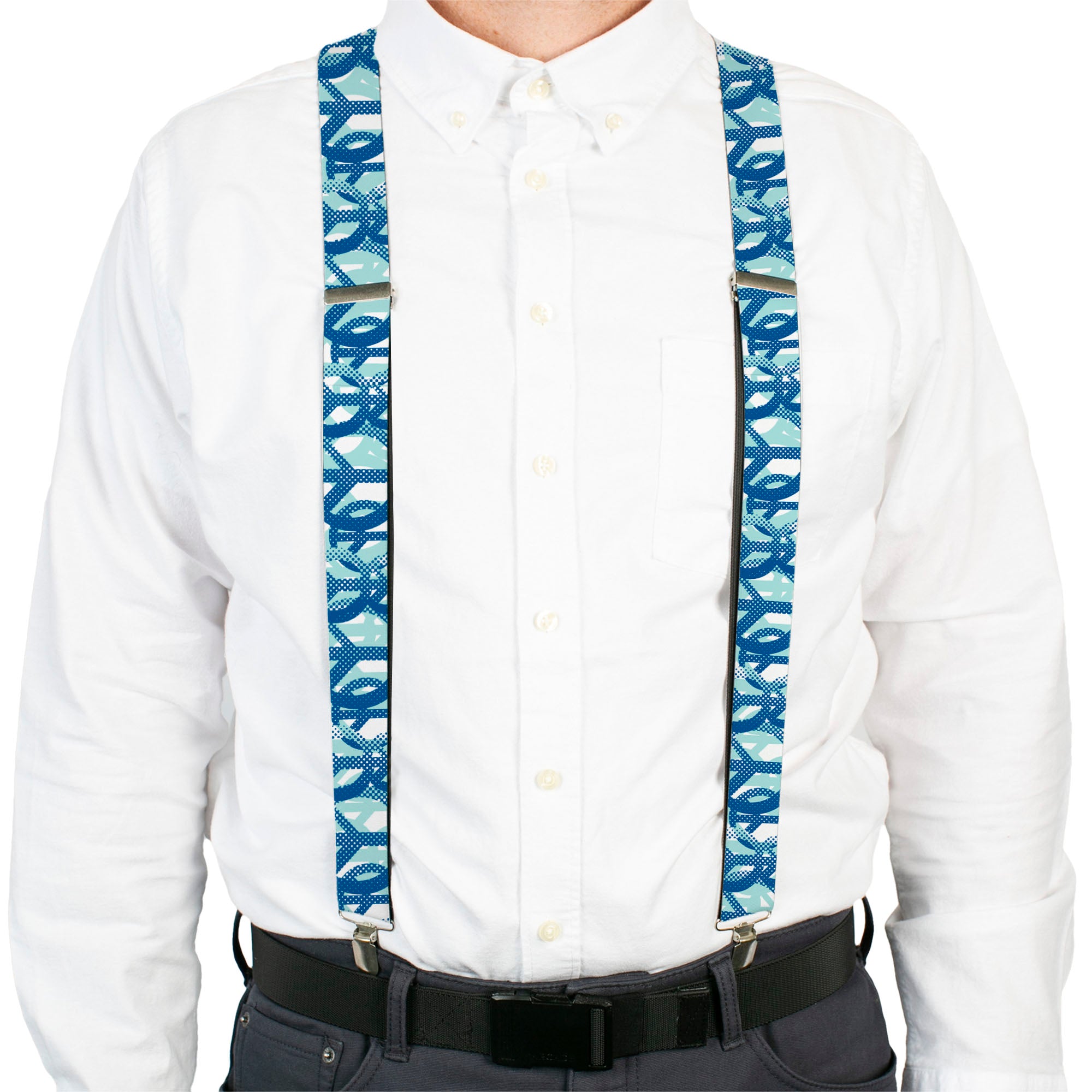 Suspenders - Peace Dots White/Blue Suspenders Buckle-Down
