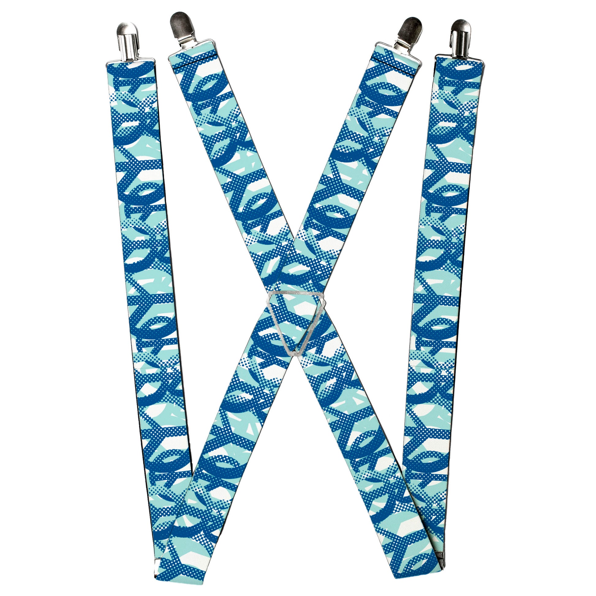 Suspenders - Peace Dots White/Blue Suspenders Buckle-Down
