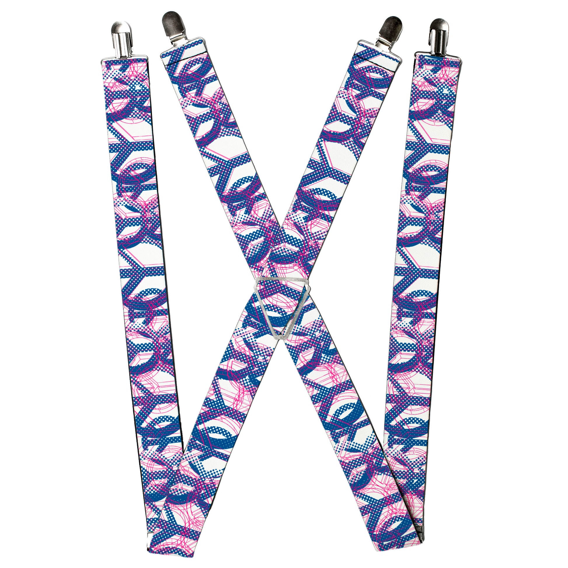 Suspenders - Peace Mixed White/Blue/Pink Suspenders Buckle-Down