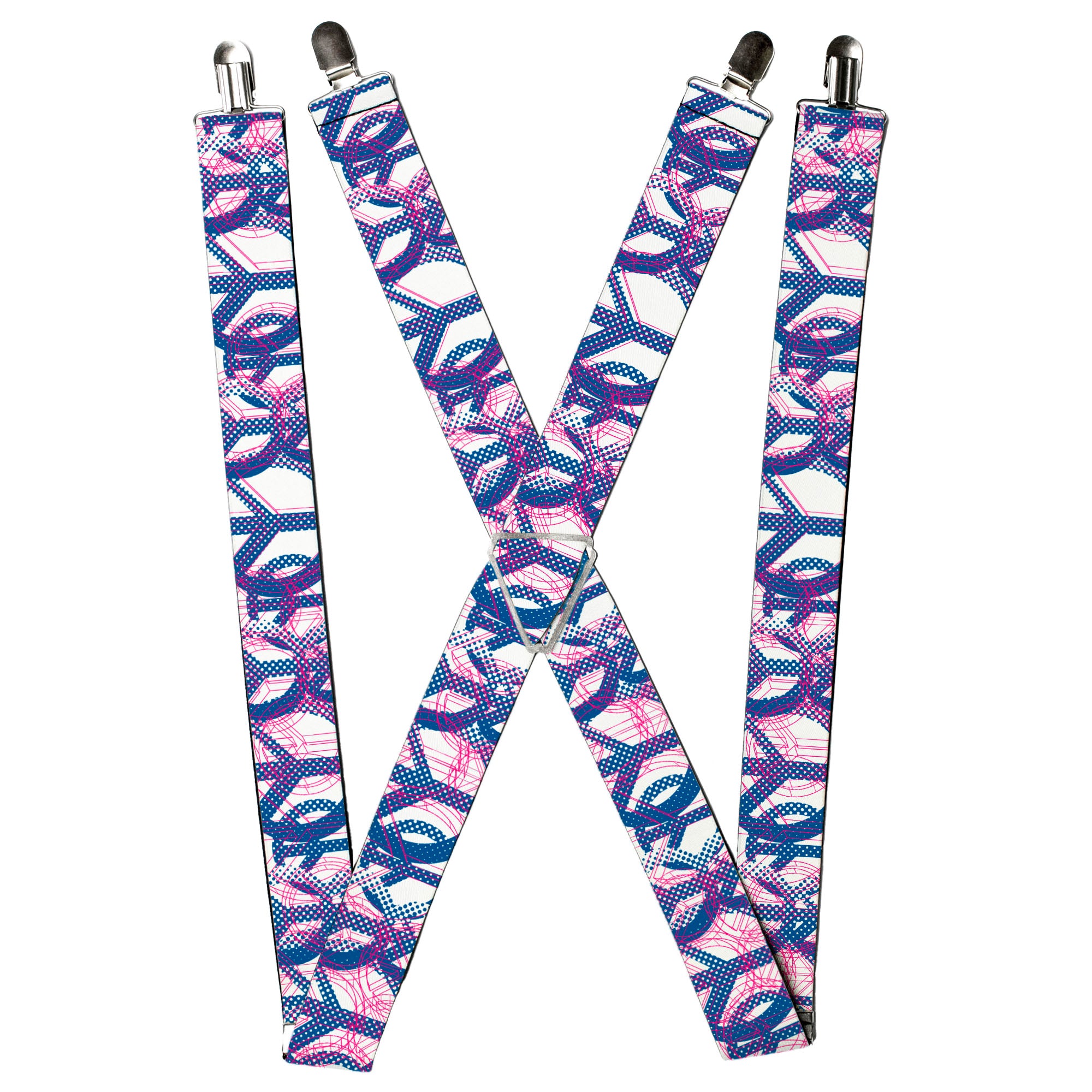 Suspenders - Peace Mixed White/Blue/Pink Suspenders Buckle-Down