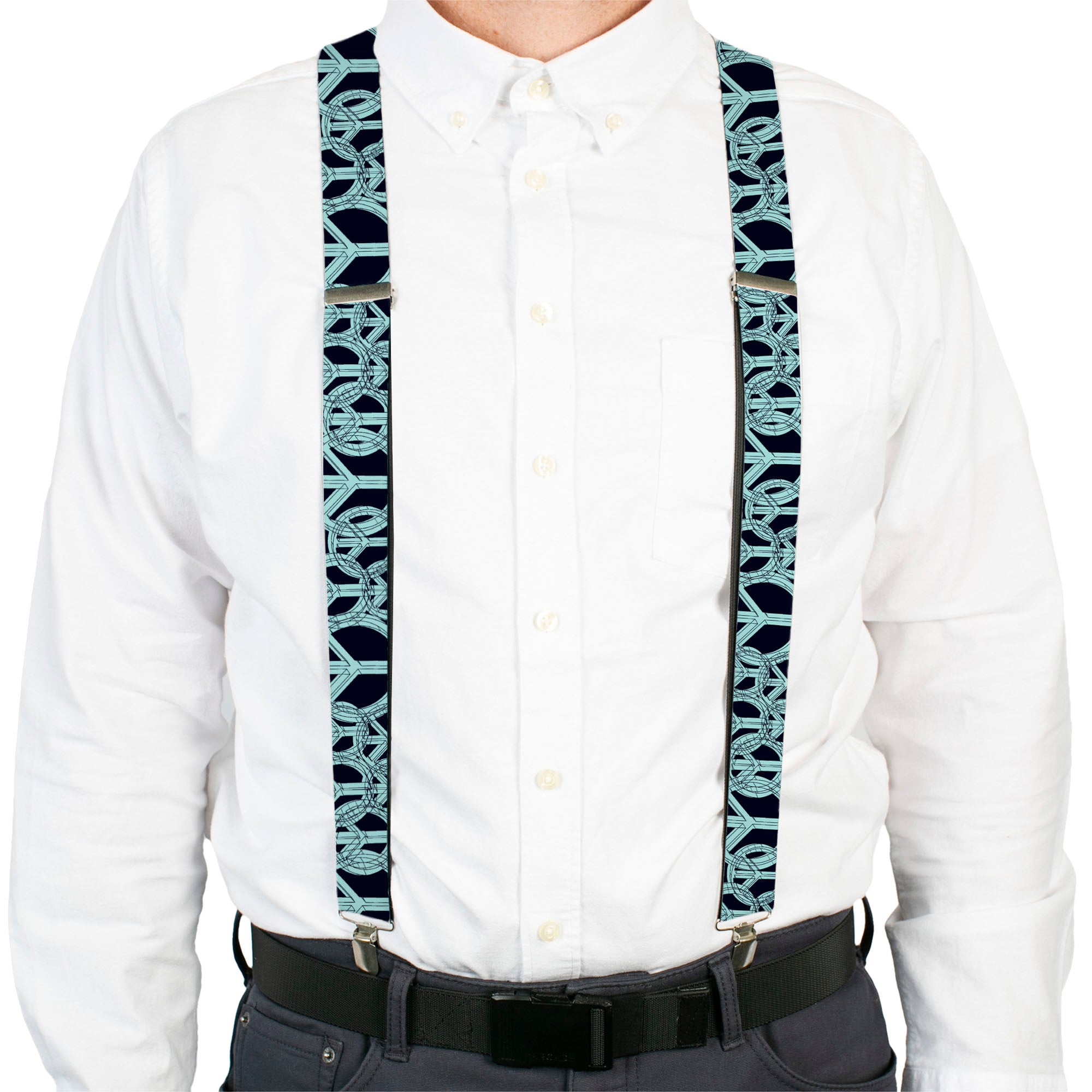 Suspenders - Peace Sketch Black/Baby Blue Suspenders Buckle-Down