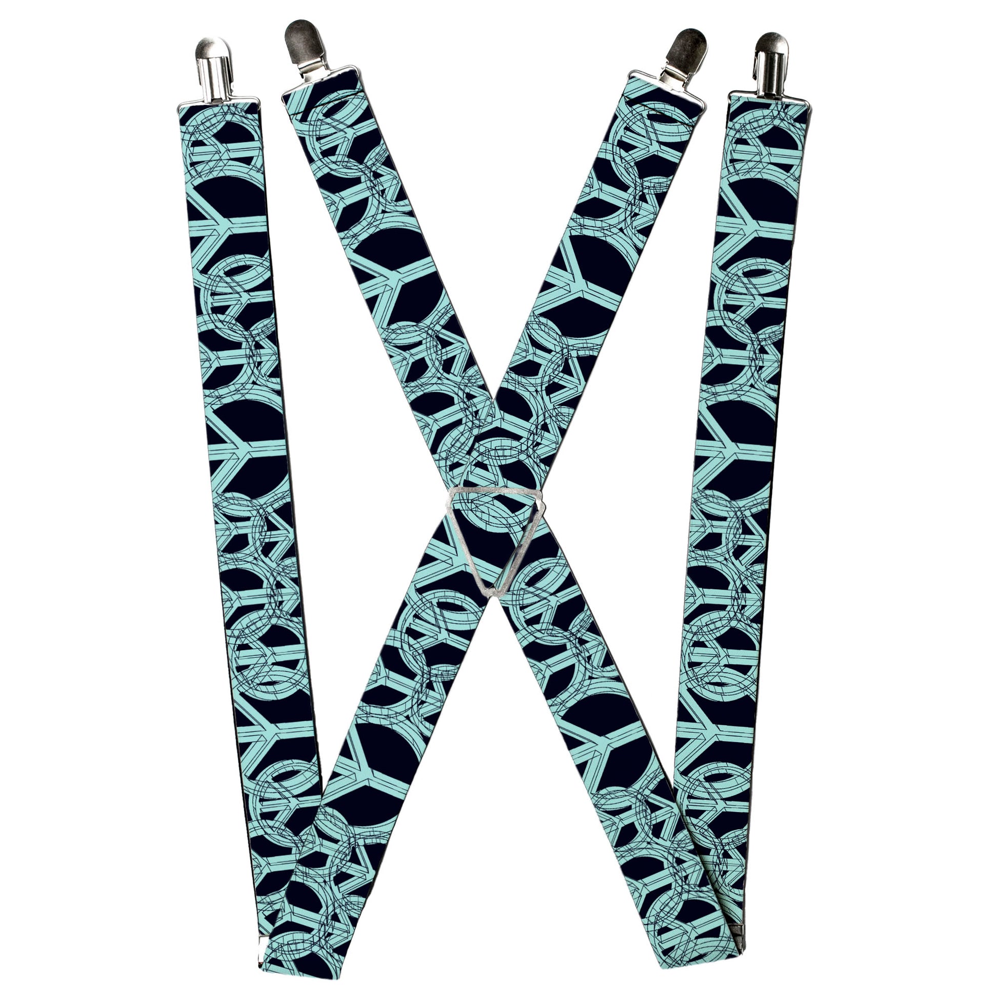 Suspenders - Peace Sketch Black/Baby Blue Suspenders Buckle-Down