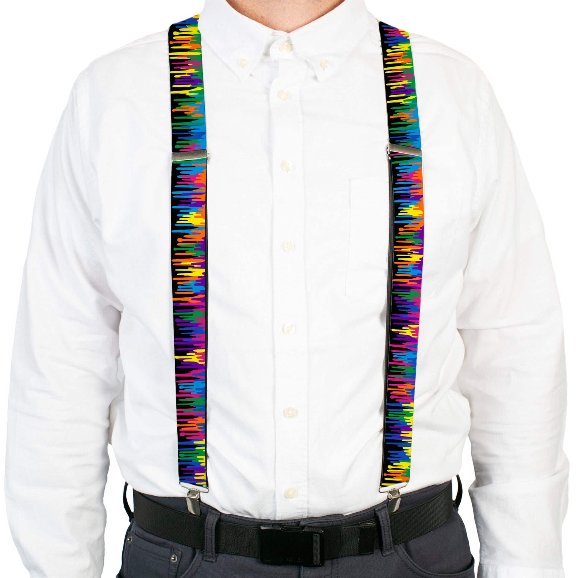 Suspenders - Paint Drips Black/Multi Neon Suspenders Buckle-Down