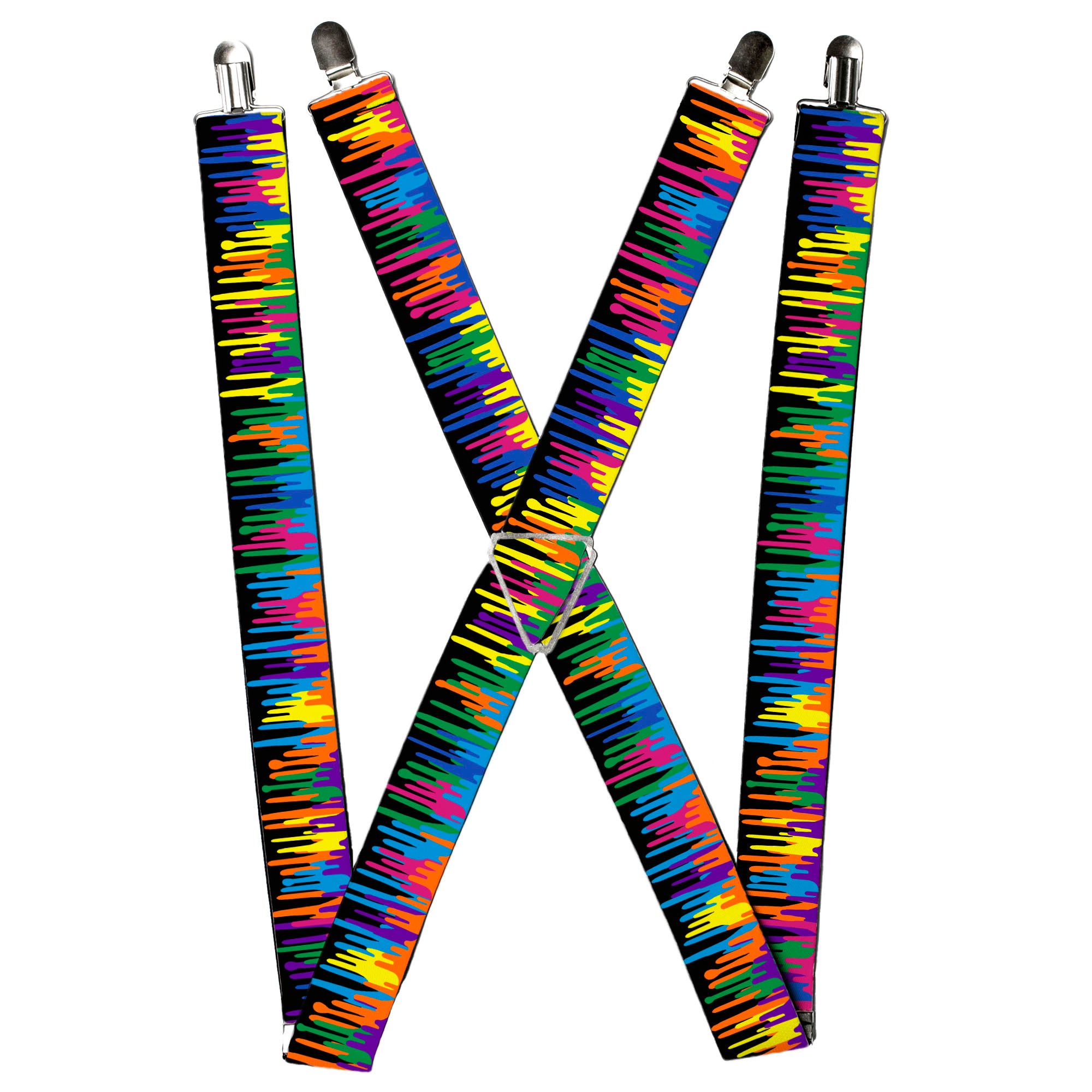 Suspenders - Paint Drips Black/Multi Neon Suspenders Buckle-Down