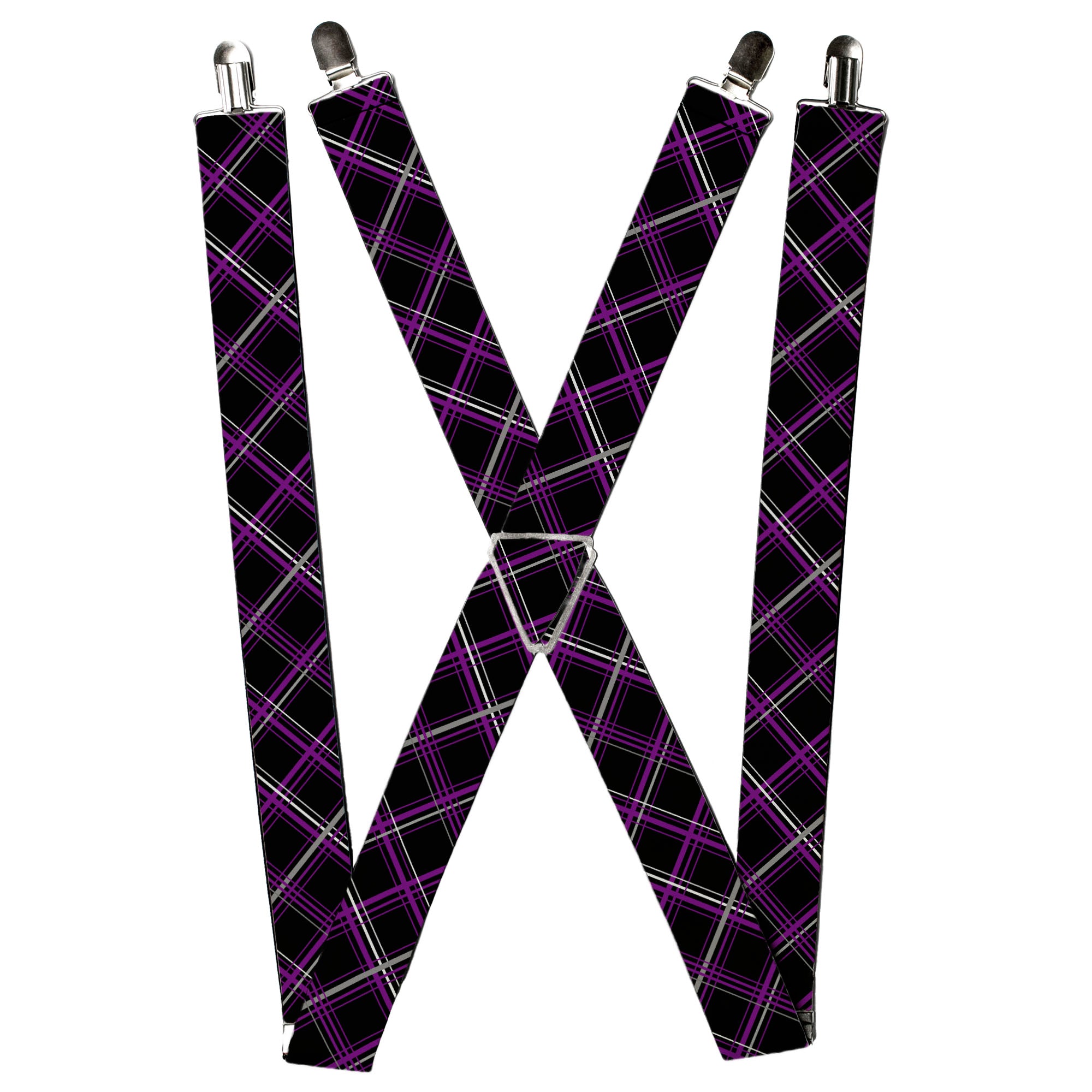 Suspenders - Plaid Black/Purple/Gray Suspenders Buckle-Down
