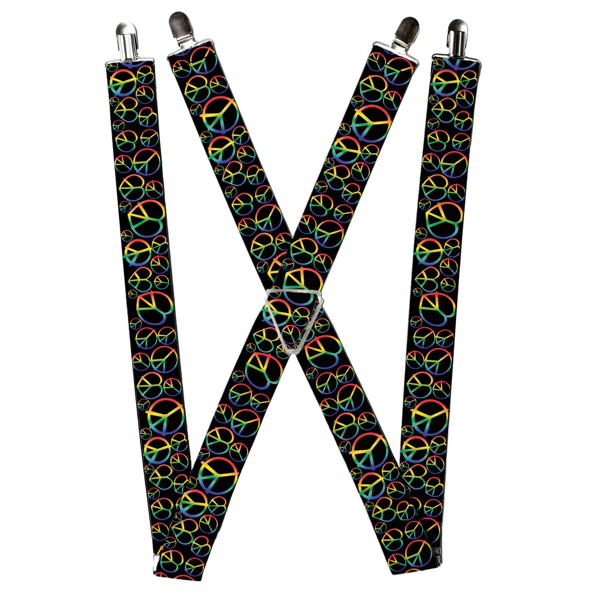 Suspenders - Peace Heart Black/Rainbow Ombre Suspenders Buckle-Down