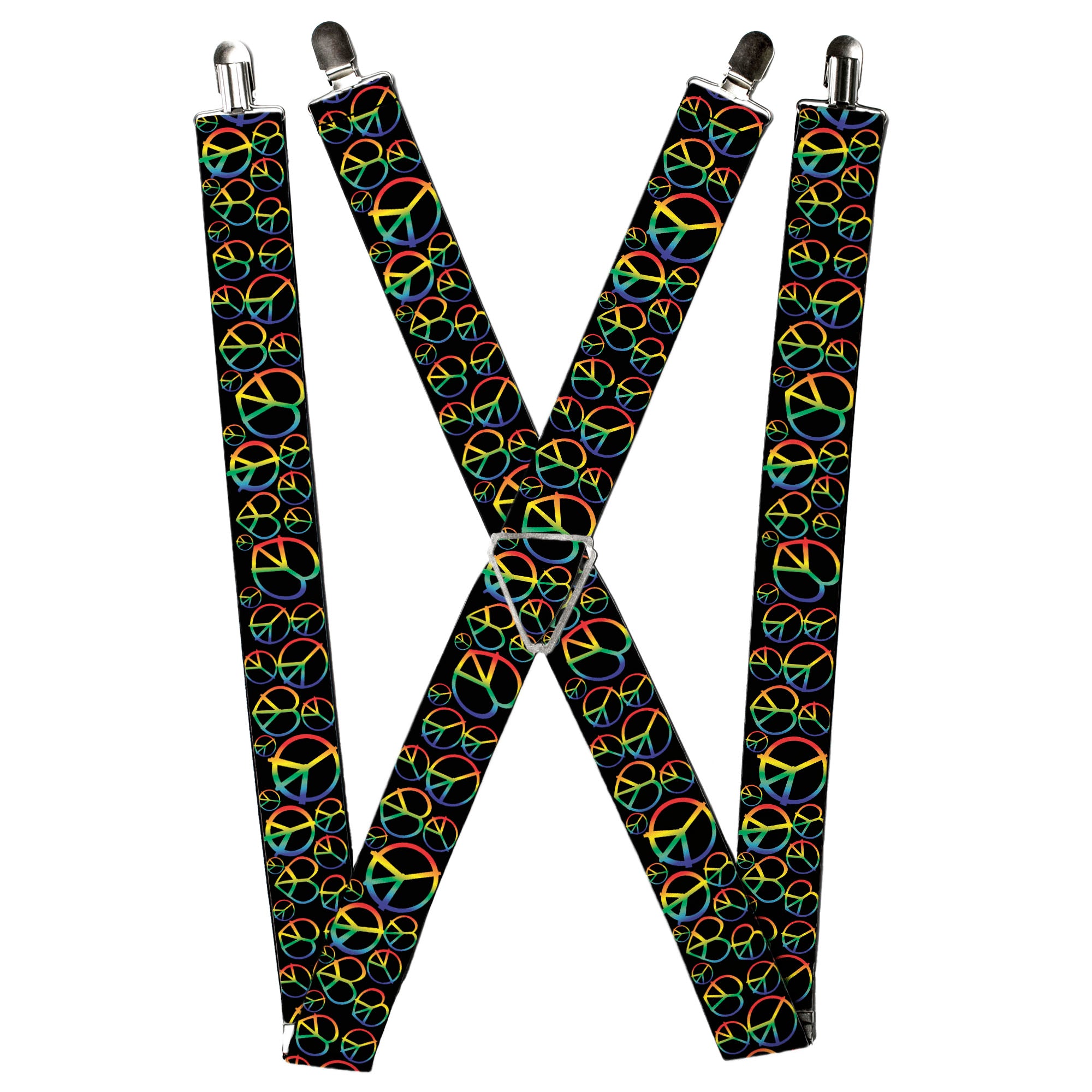 Suspenders - Peace Heart Black/Rainbow Ombre Suspenders Buckle-Down