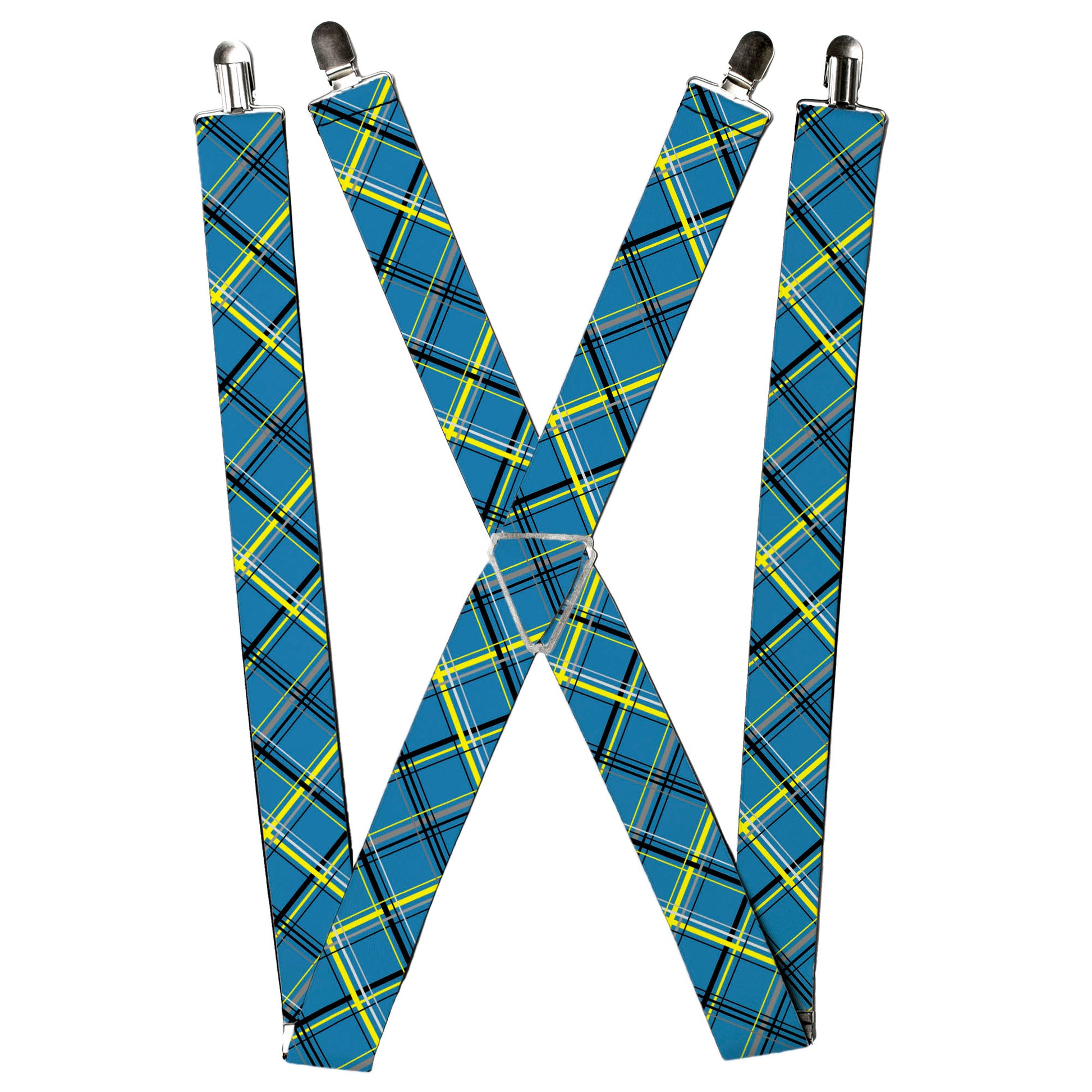 Suspenders - Plaid Turquoise/Yellow/Black/Gray Suspenders Buckle-Down