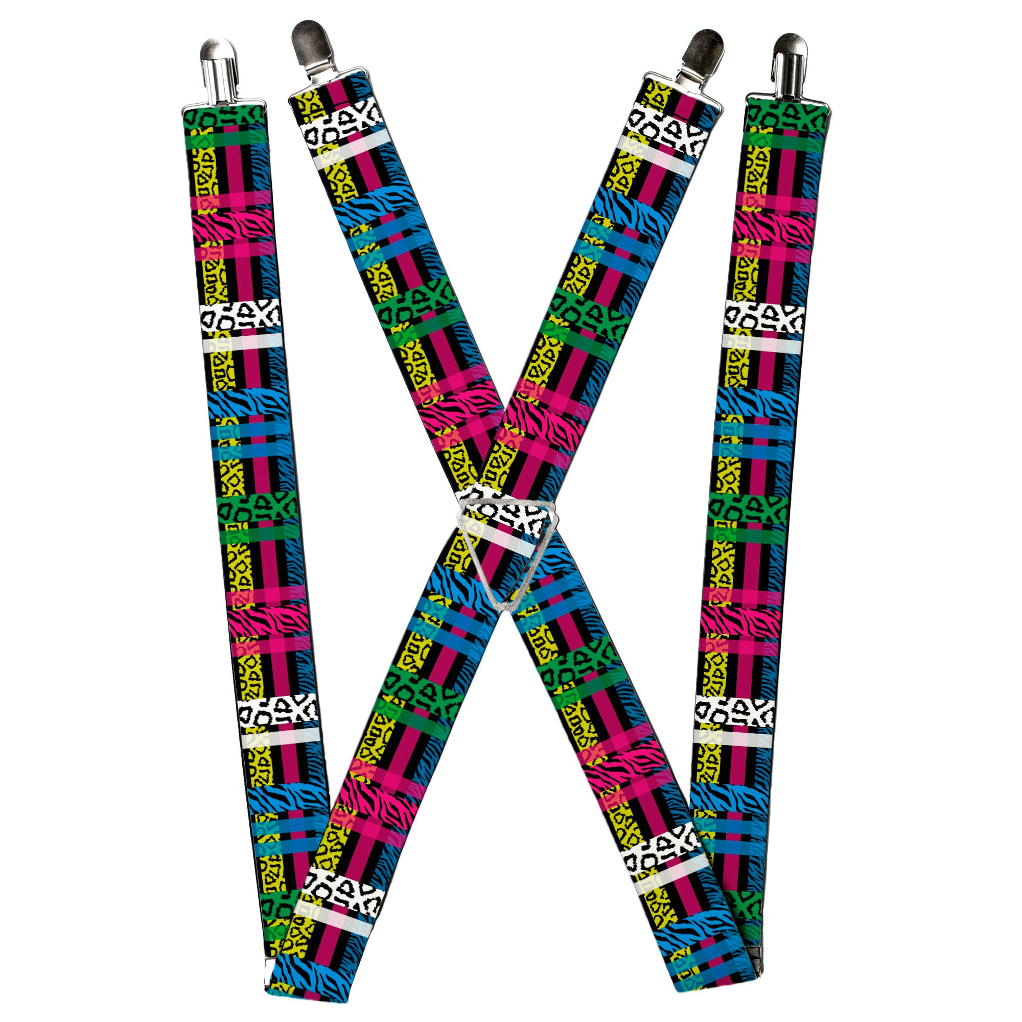 Suspenders - Plaid Black/Neon Animal Skins Suspenders Buckle-Down