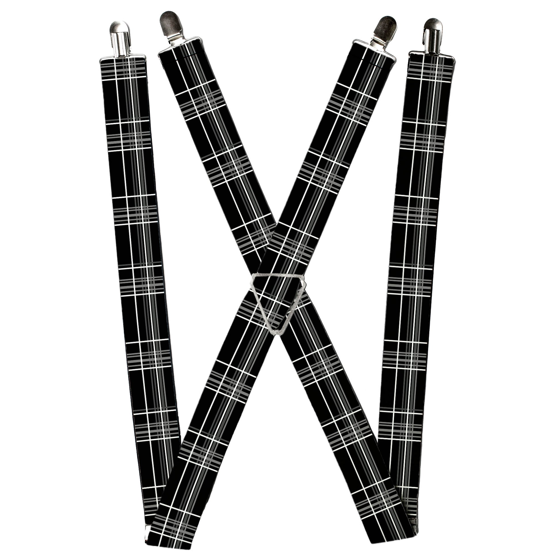 Suspenders - Plaid Black/Gray Suspenders Buckle-Down