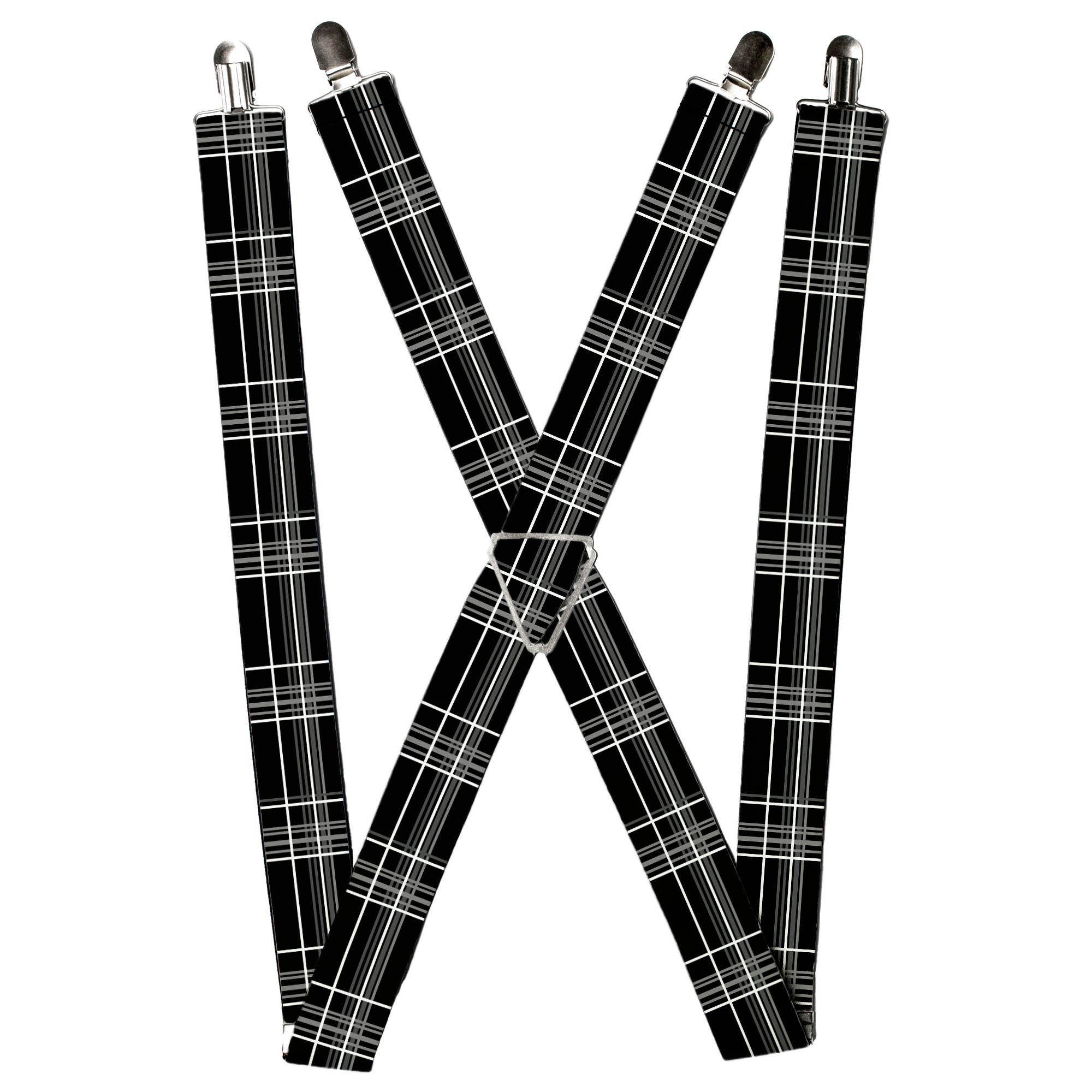 Suspenders - Plaid Black/Gray Suspenders Buckle-Down