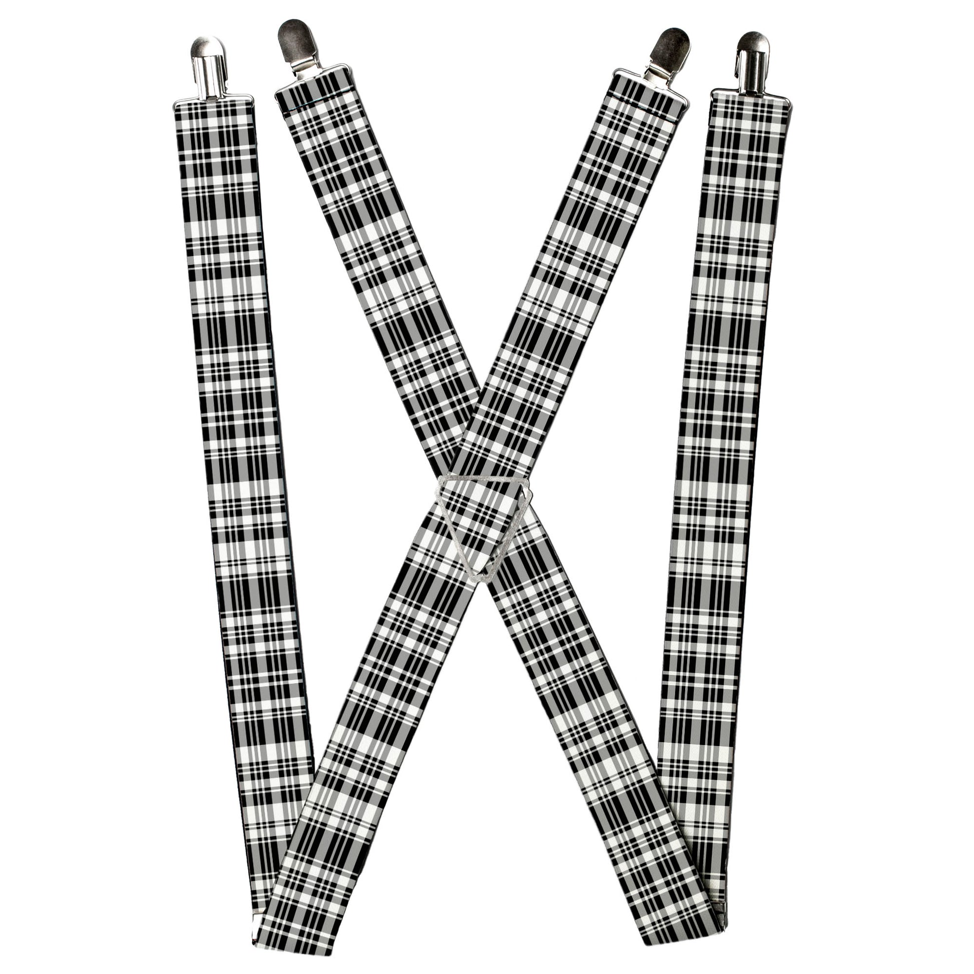 Suspenders - Plaid Black/White Suspenders Buckle-Down