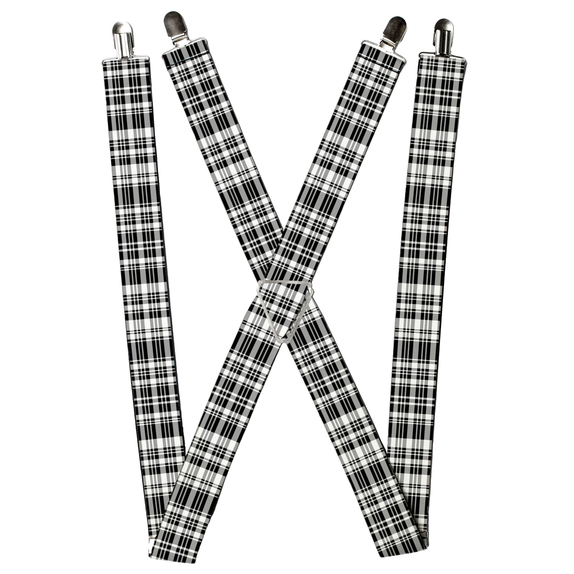 Suspenders - Plaid Black/White Suspenders Buckle-Down