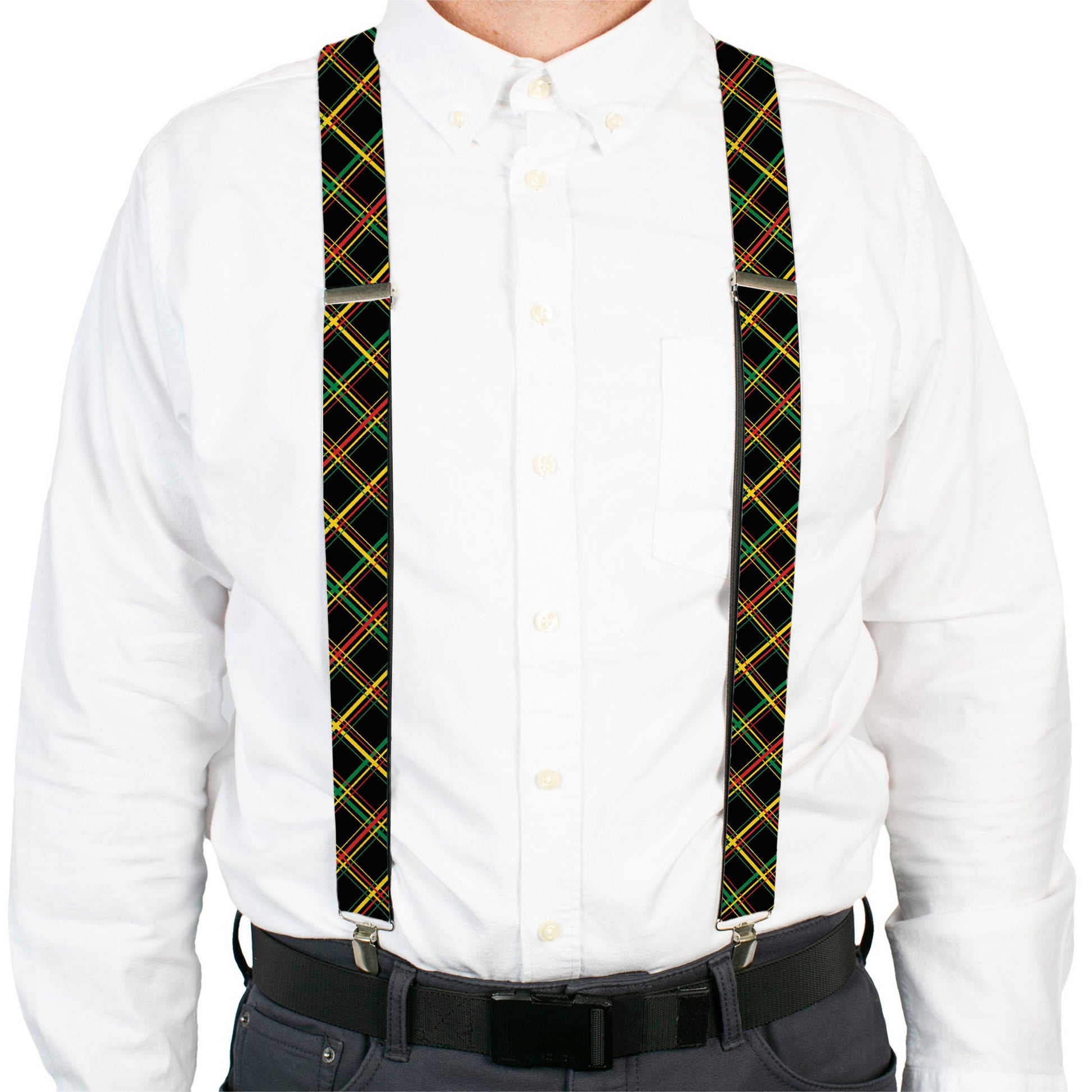Suspenders - Plaid X Rasta Suspenders Buckle-Down