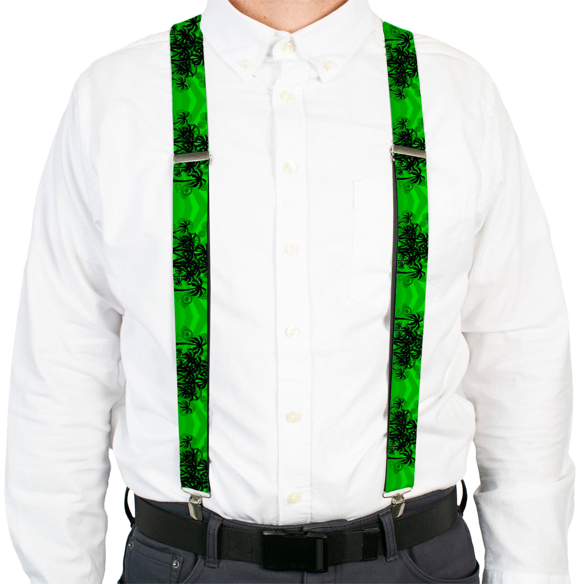 Suspenders - Palm Trees/Rings Greens/Blacks Suspenders Buckle-Down