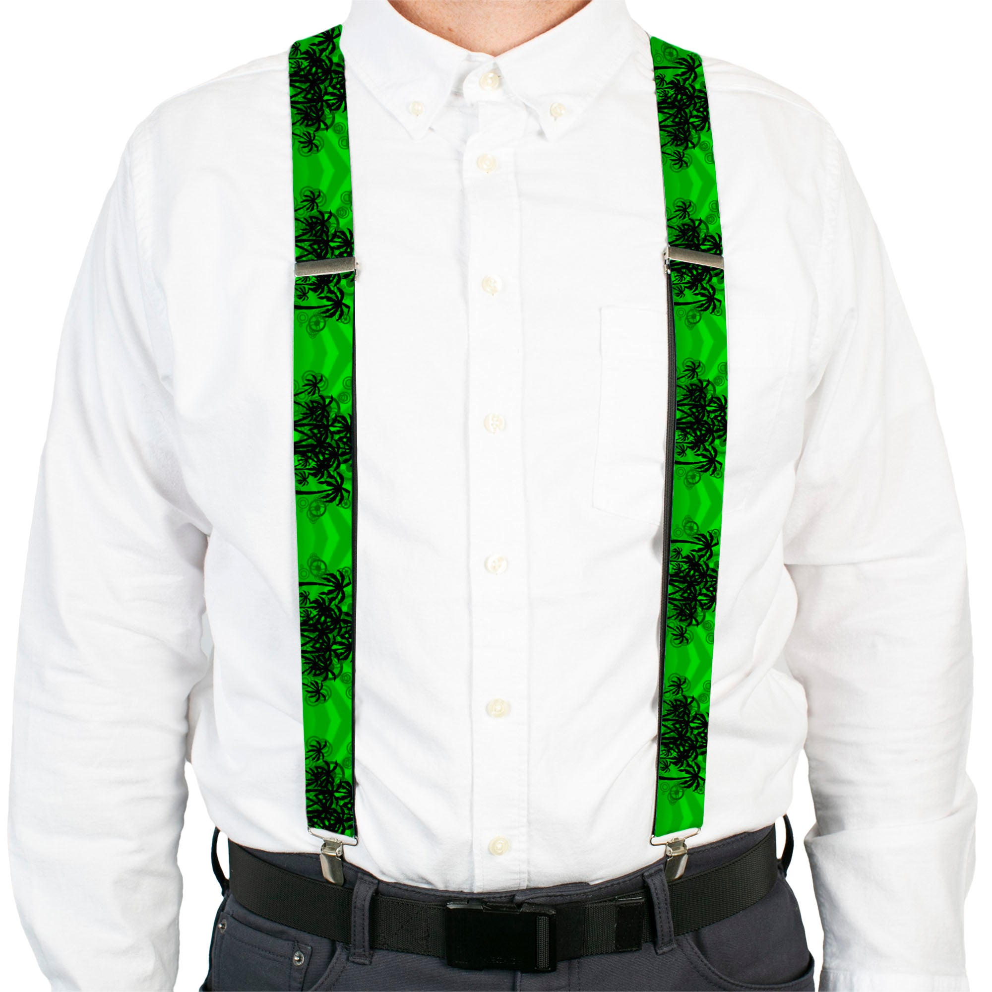 Suspenders - Palm Trees/Rings Greens/Blacks Suspenders Buckle-Down