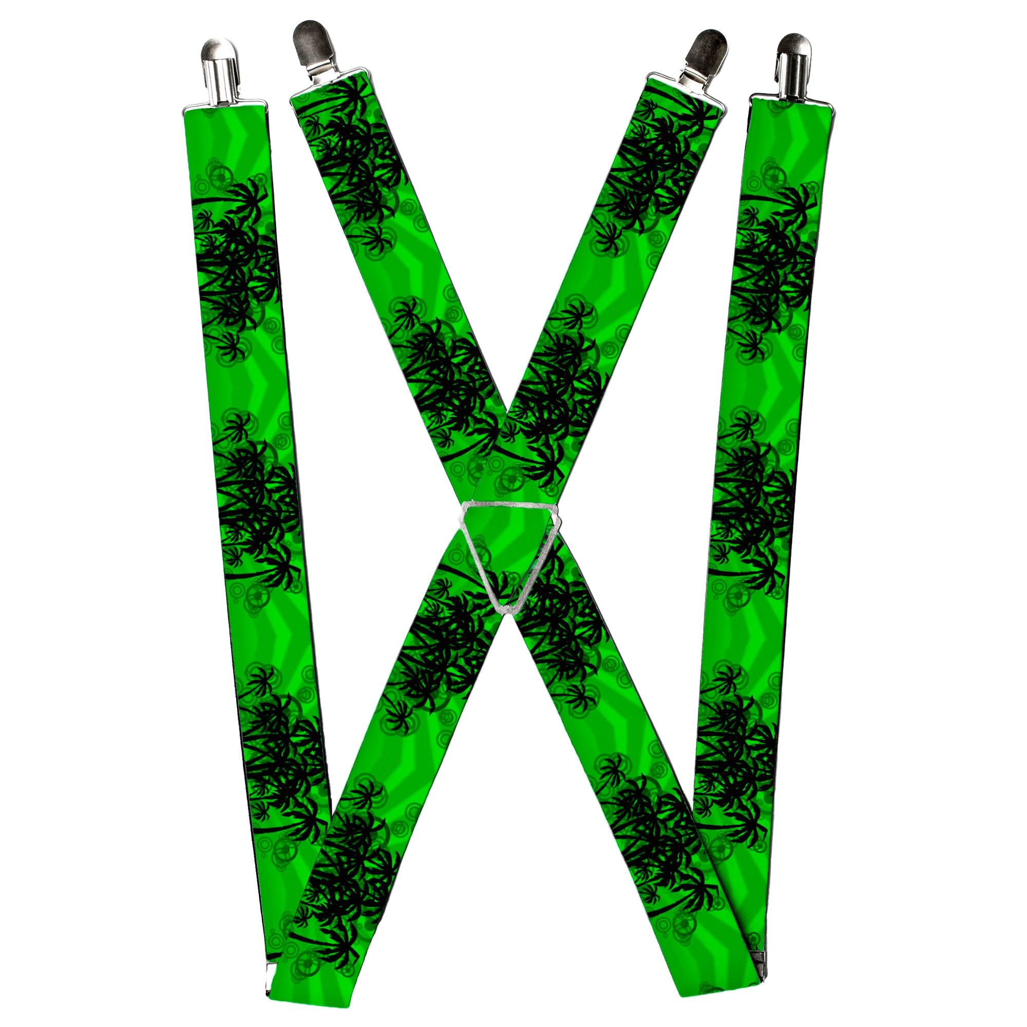 Suspenders - Palm Trees/Rings Greens/Blacks Suspenders Buckle-Down