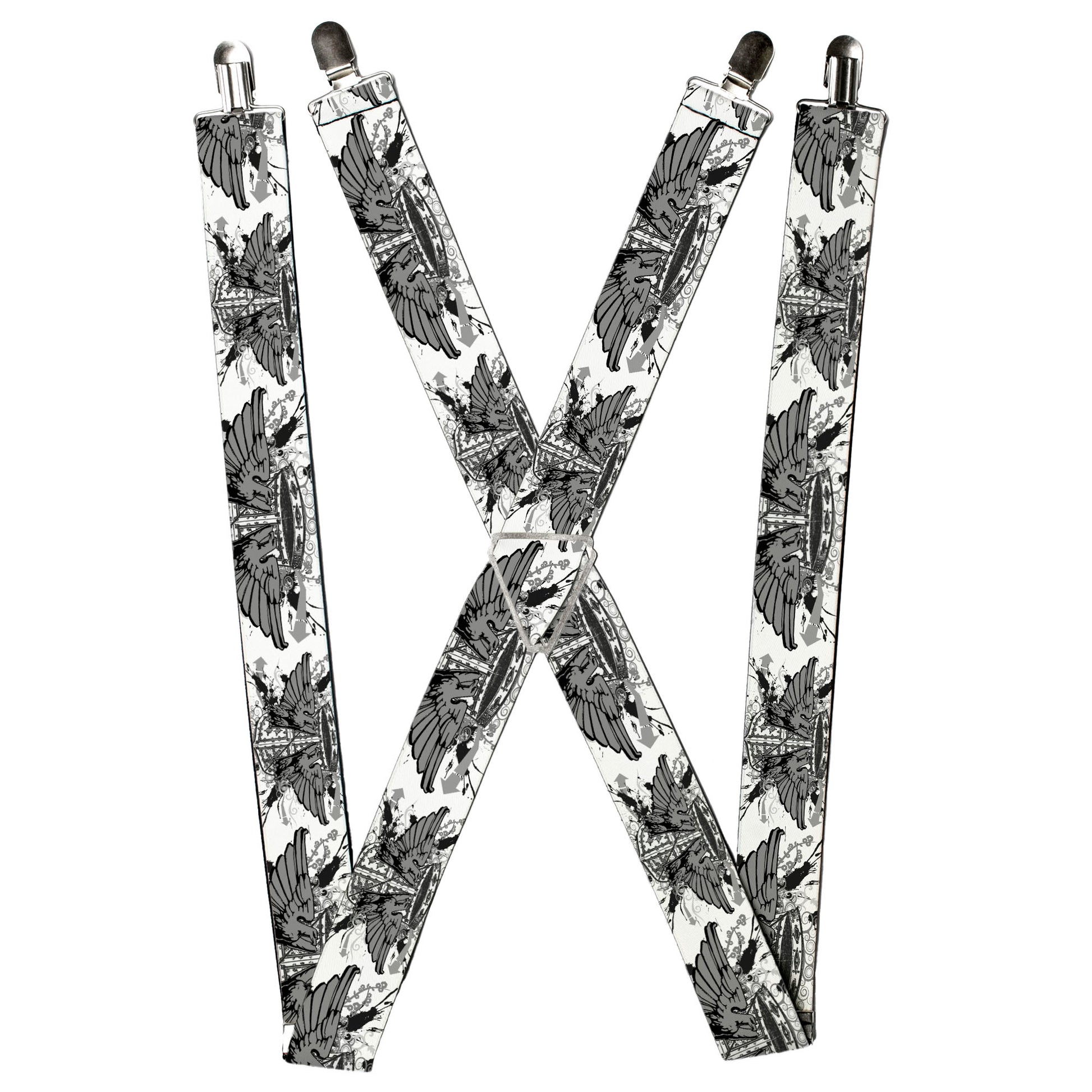 Suspenders - Phoenix Shield White Suspenders Buckle-Down