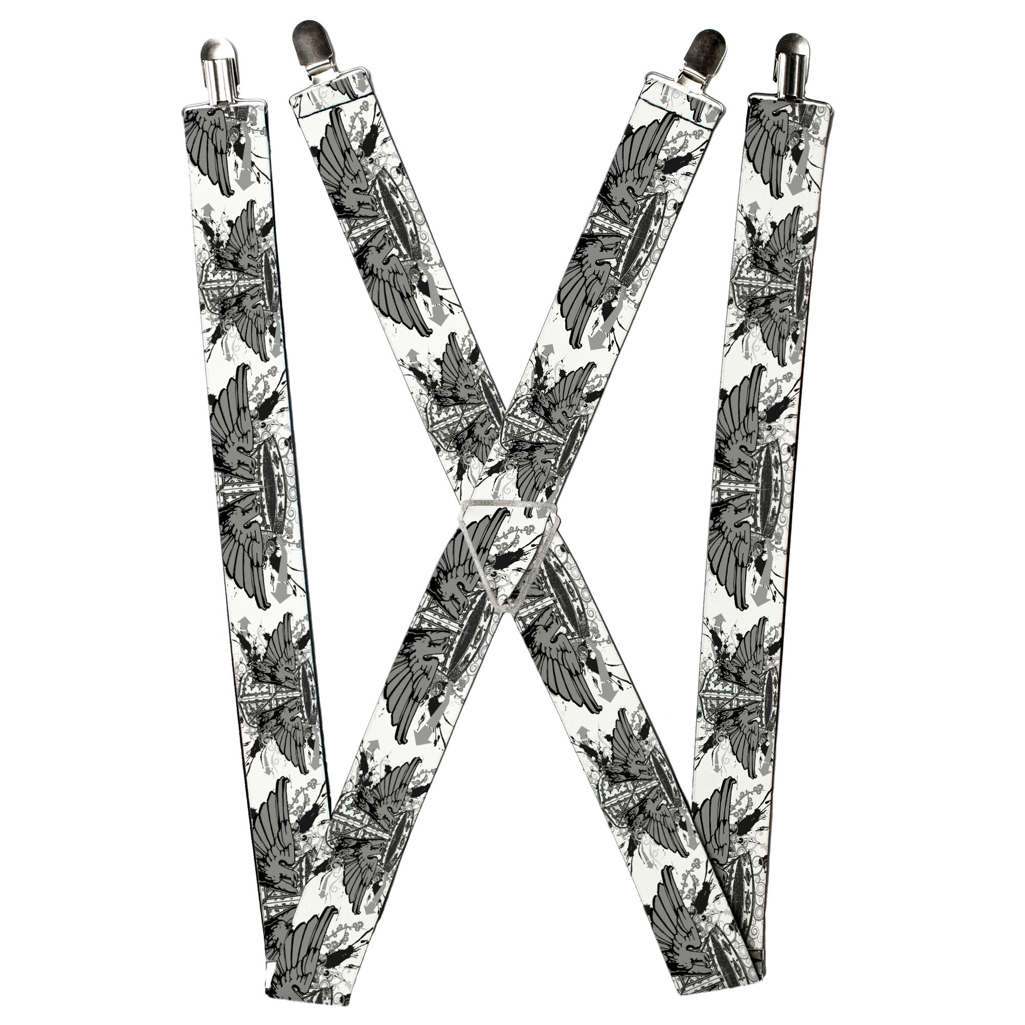 Suspenders - Phoenix Shield White Suspenders Buckle-Down