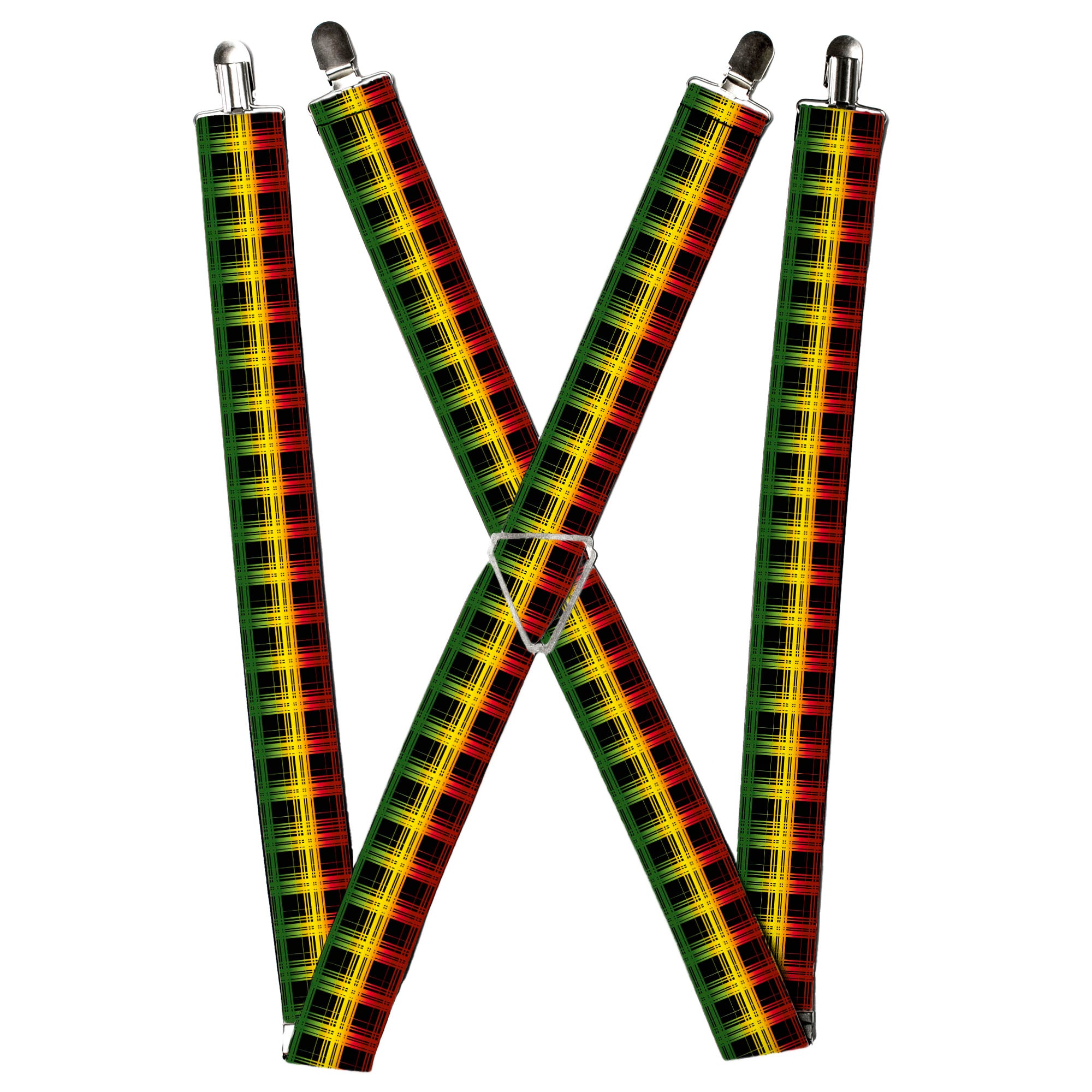 Suspenders - Plaid Black/Rasta Suspenders Buckle-Down