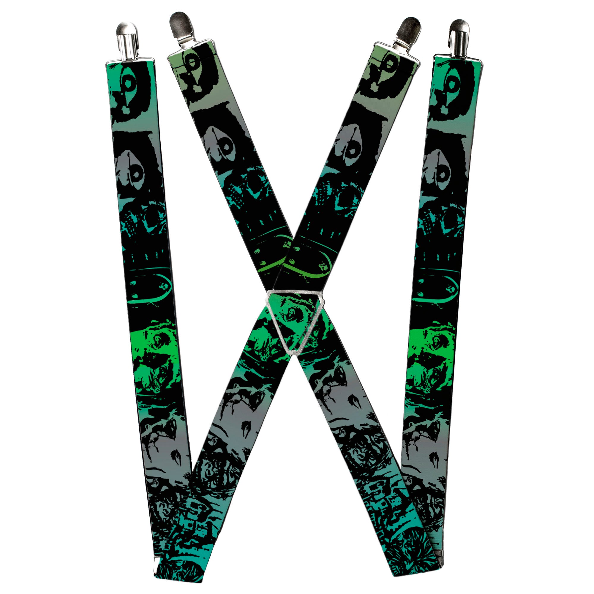 Suspenders - Retro Monster Aqua/Black Suspenders Buckle-Down