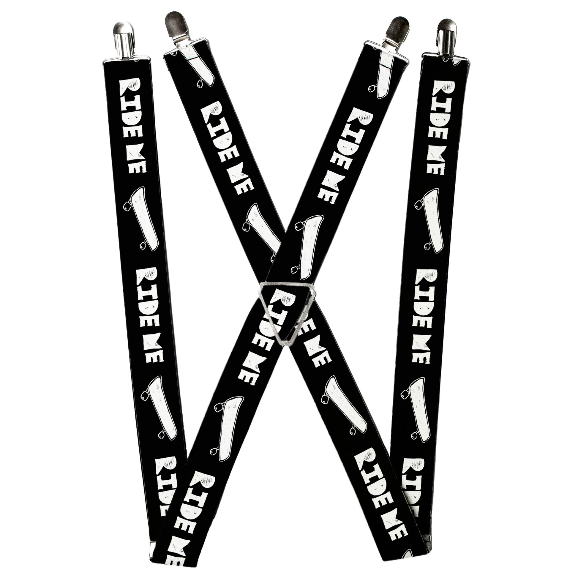 Suspenders - RIDE ME Skateboard Black/White Suspenders Buckle-Down