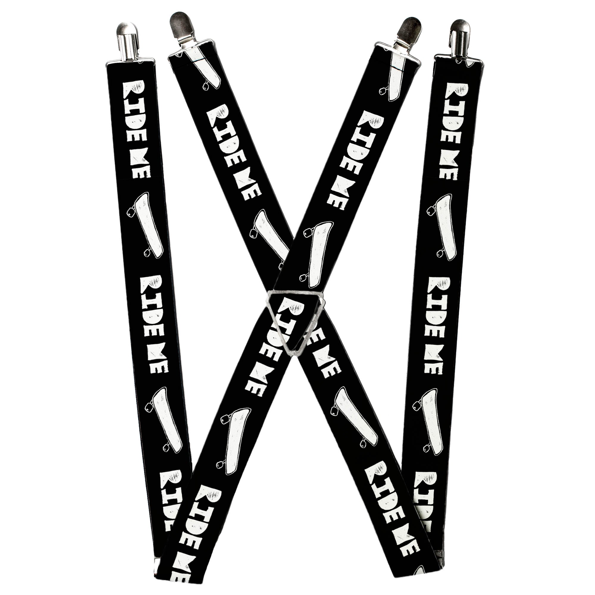 Suspenders - RIDE ME Skateboard Black/White Suspenders Buckle-Down