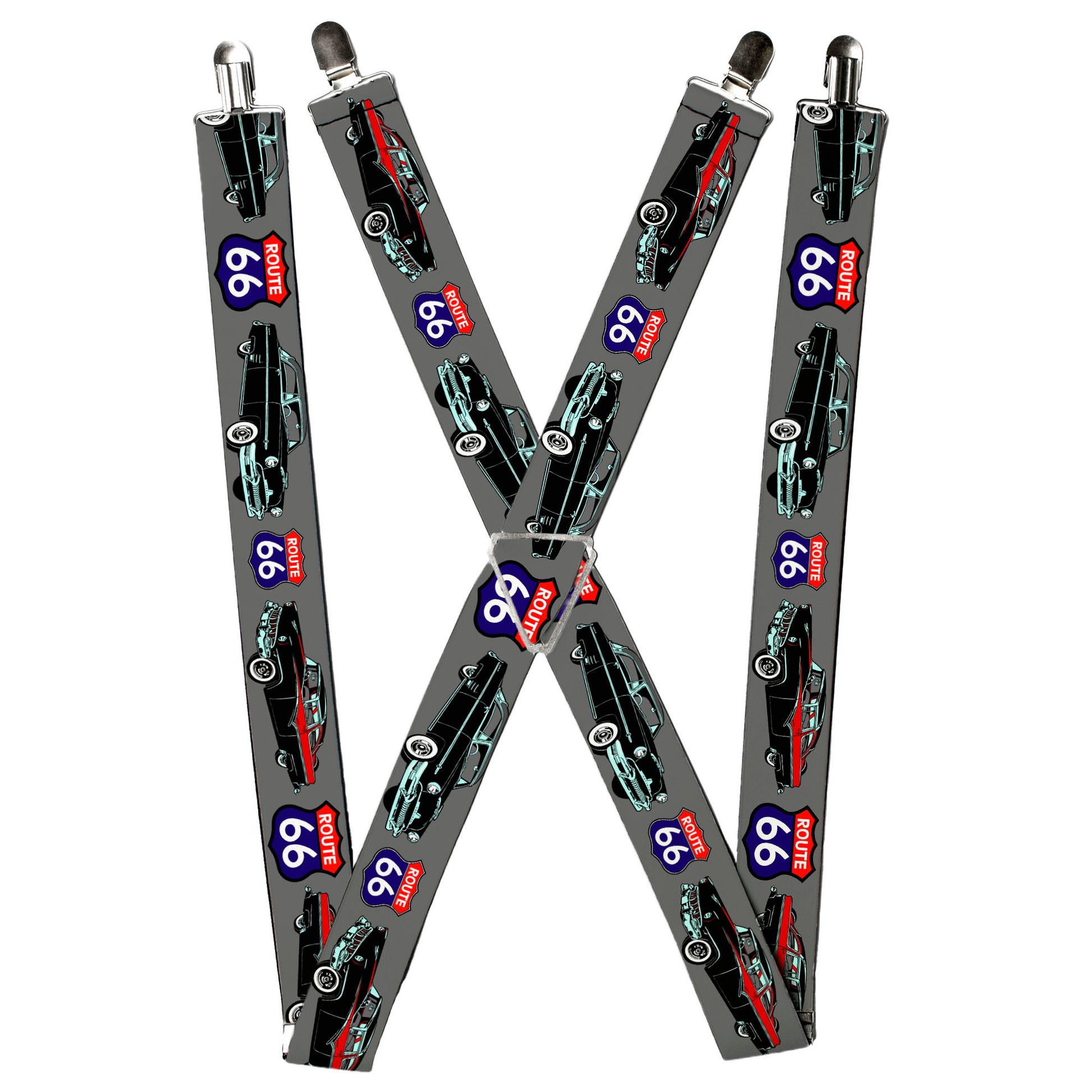 Suspenders - Route 66 Classics Gray Suspenders Buckle-Down