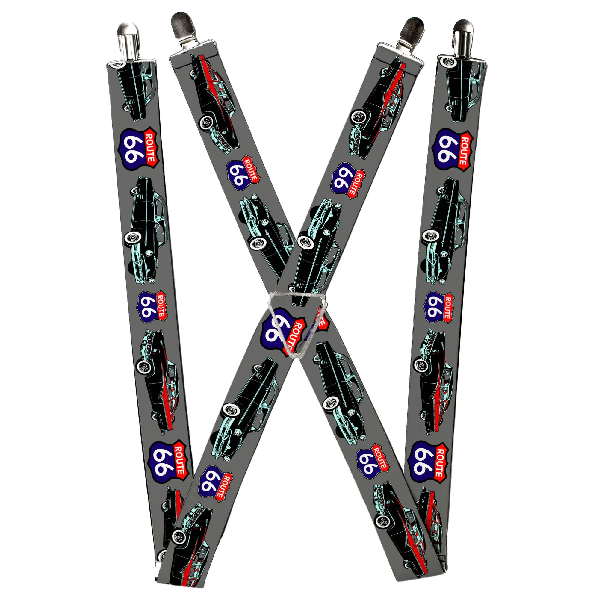 Suspenders - Route 66 Classics Gray Suspenders Buckle-Down