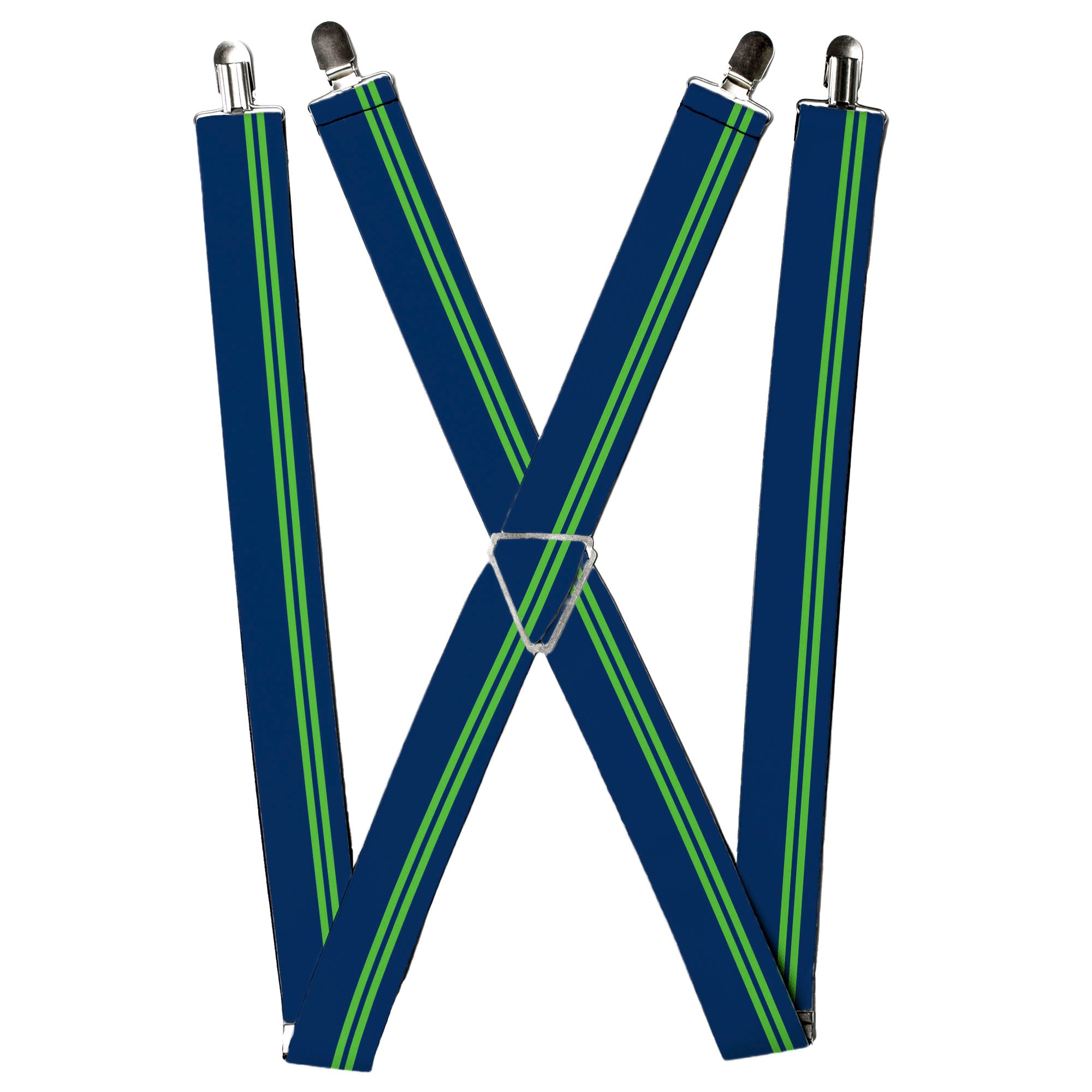 Suspenders - Racing Stripe Navy/Bright Green Suspenders Buckle-Down