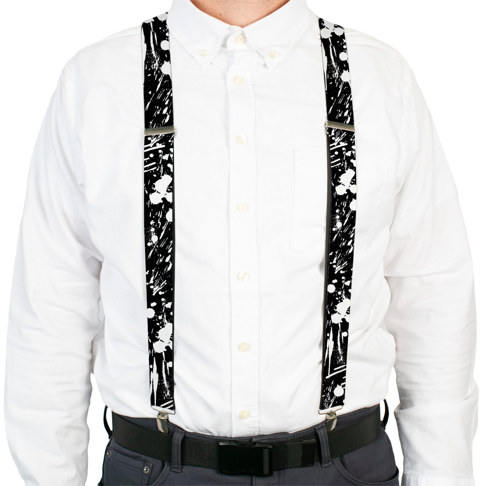Suspenders - Splatter Black/White Suspenders Buckle-Down