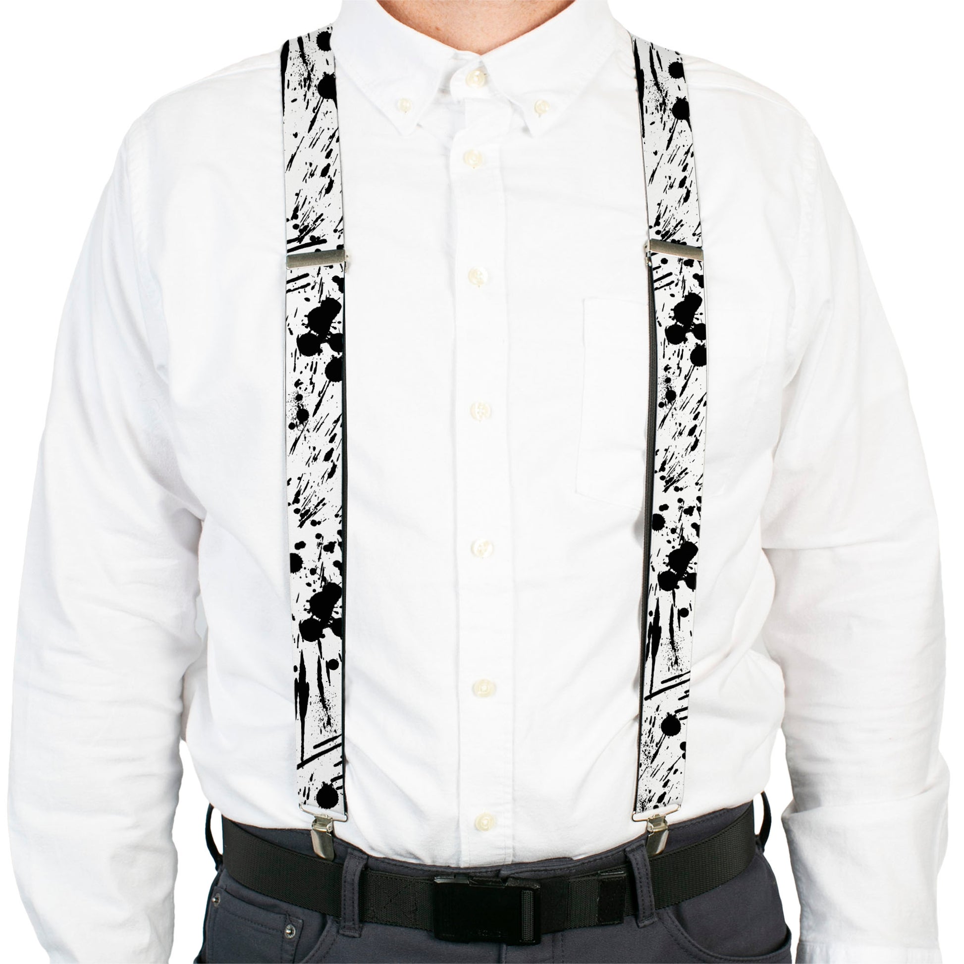 Suspenders - Splatter White/Black Suspenders Buckle-Down