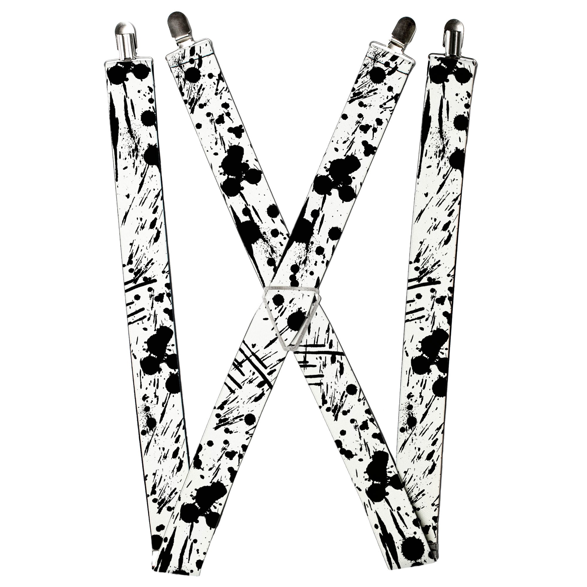 Suspenders - Splatter White/Black Suspenders Buckle-Down