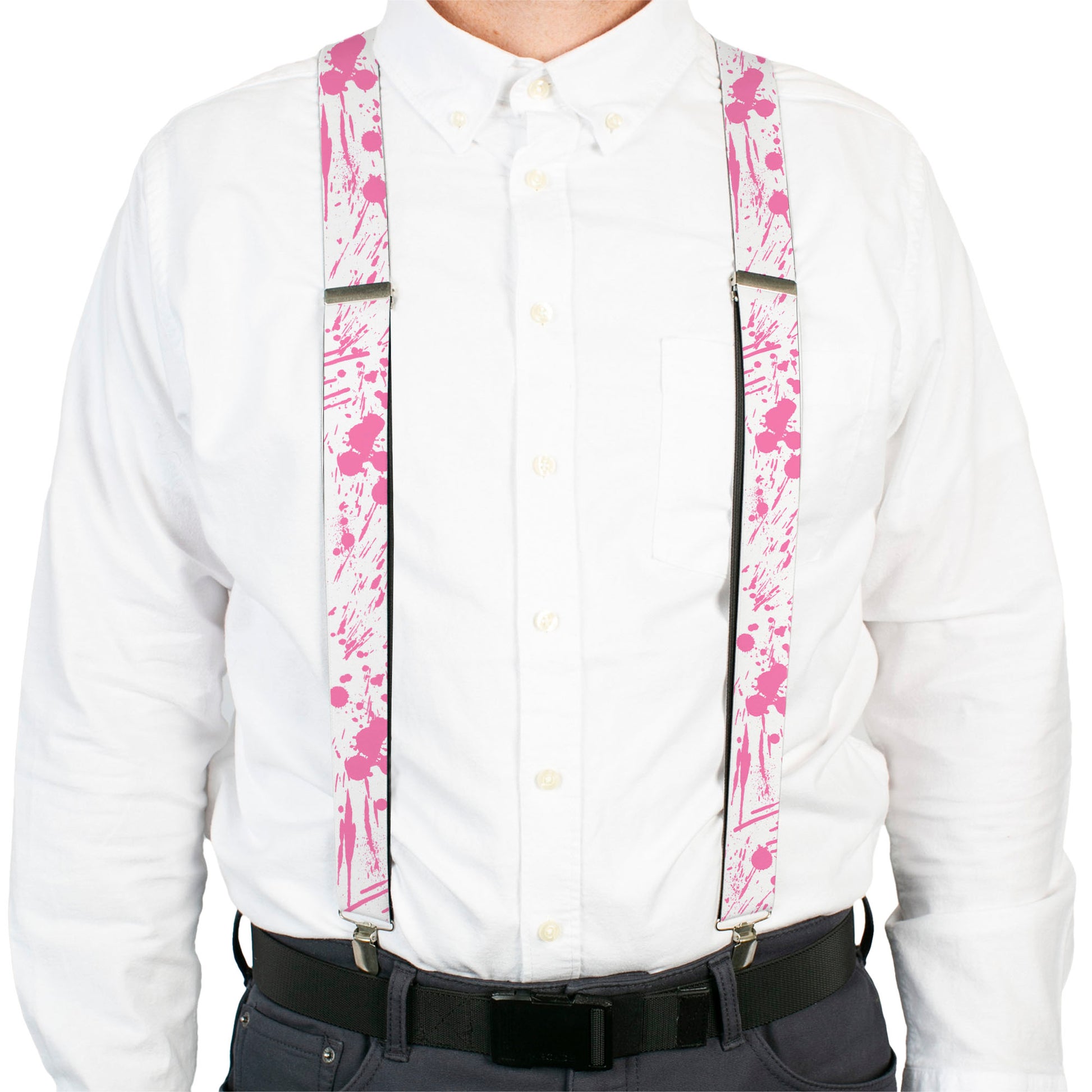 Suspenders - Splatter White/Pink Suspenders Buckle-Down