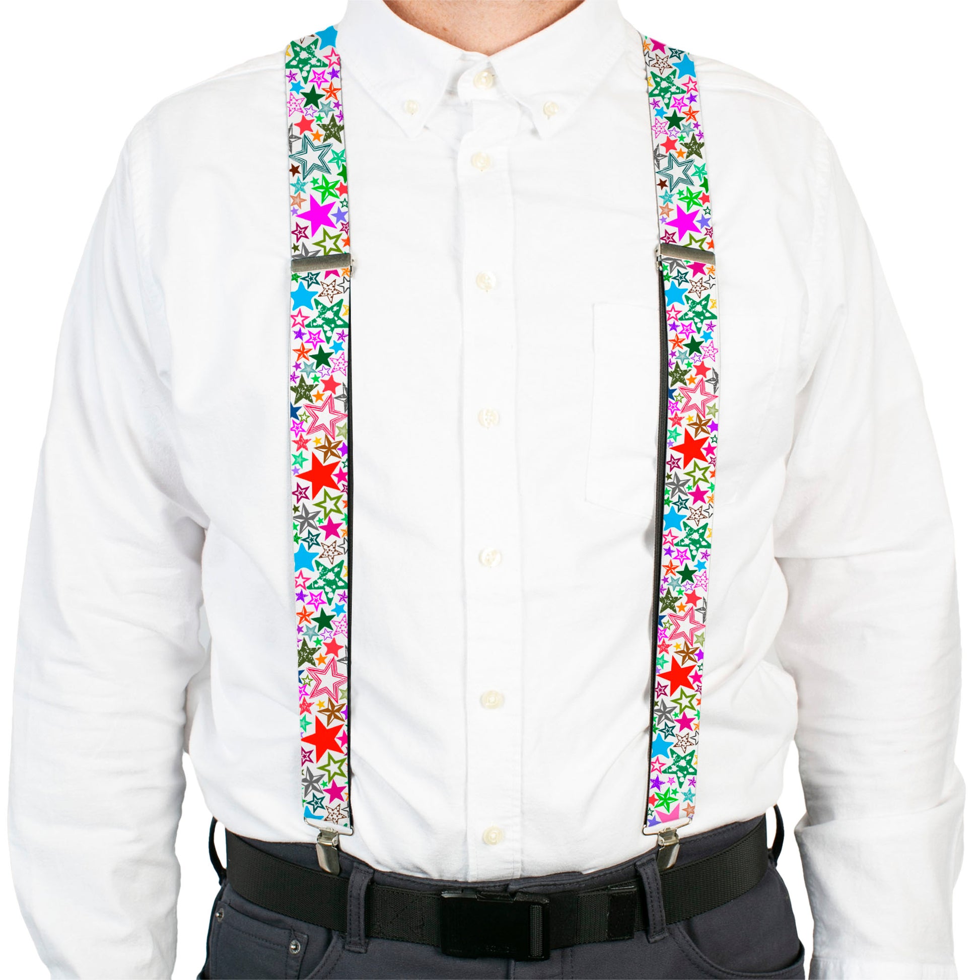 Suspenders - Stargazer White/Multi Color Suspenders Buckle-Down