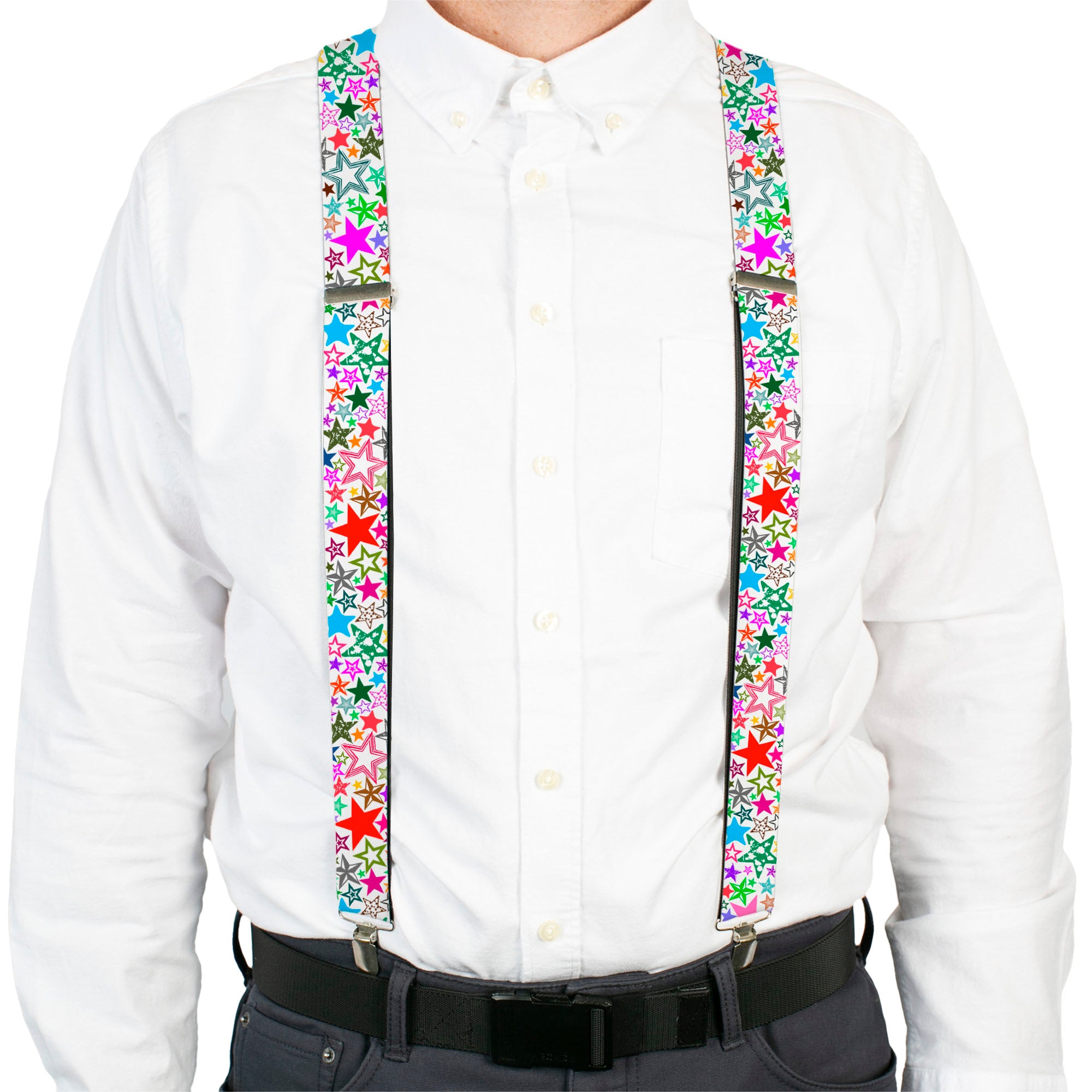 Suspenders - Stargazer White/Multi Color Suspenders Buckle-Down