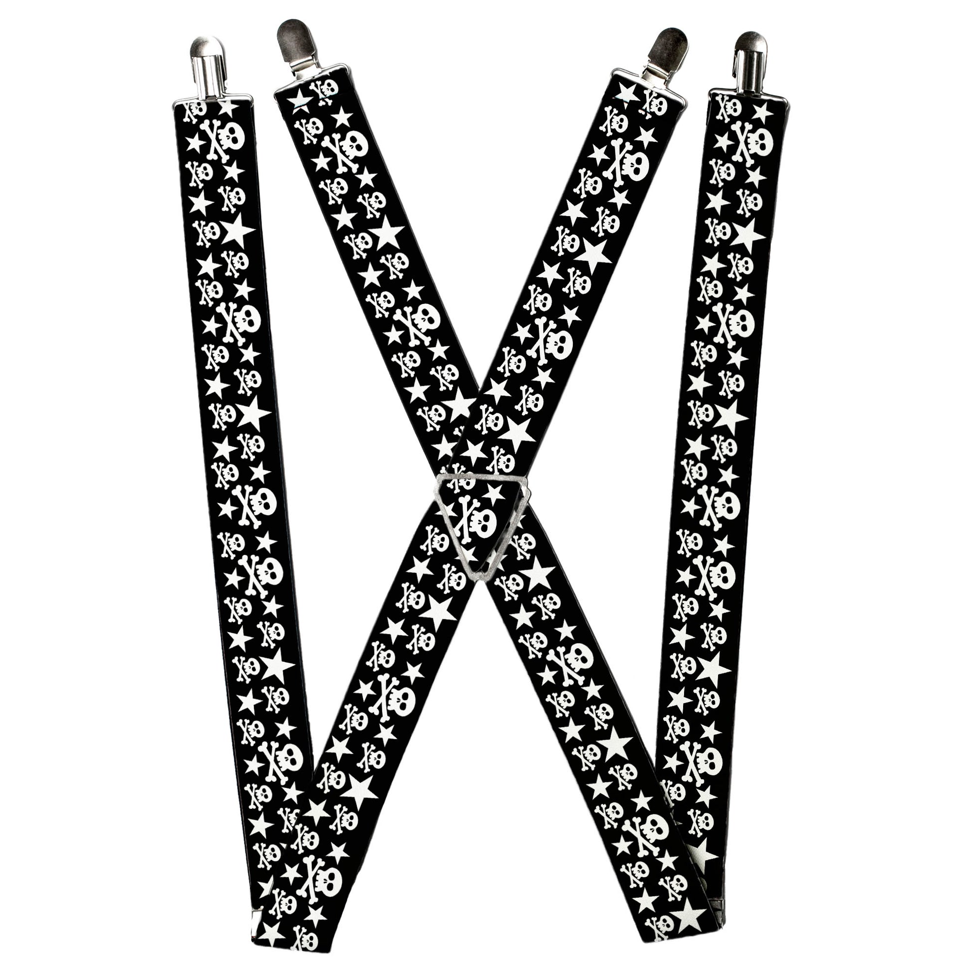 Suspenders - Skulls & Stars Black/White Suspenders Buckle-Down