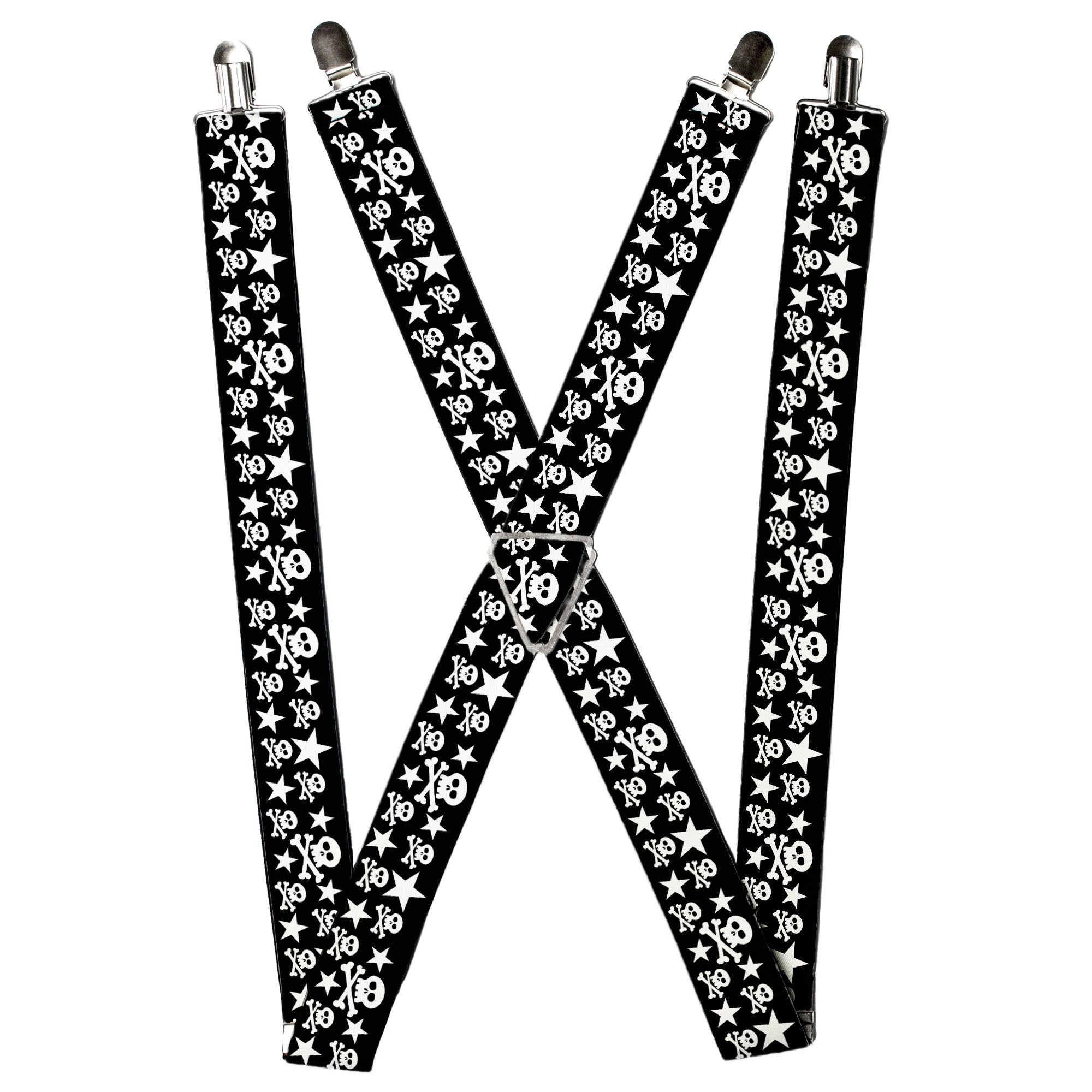 Suspenders - Skulls & Stars Black/White Suspenders Buckle-Down