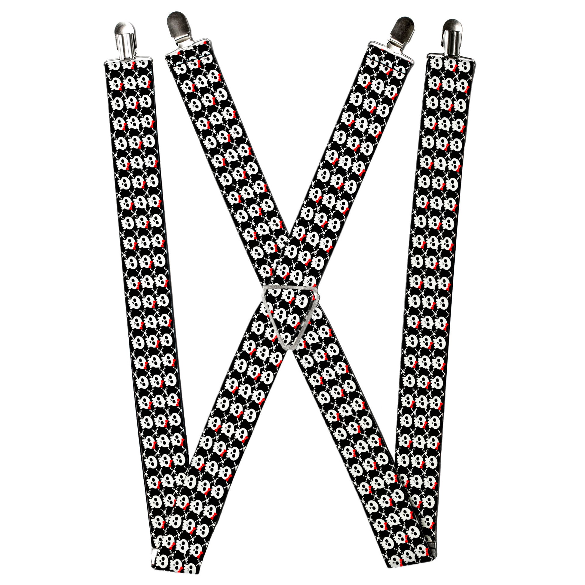 Suspenders - Skull w/Bow Black/White/Red Suspenders Buckle-Down