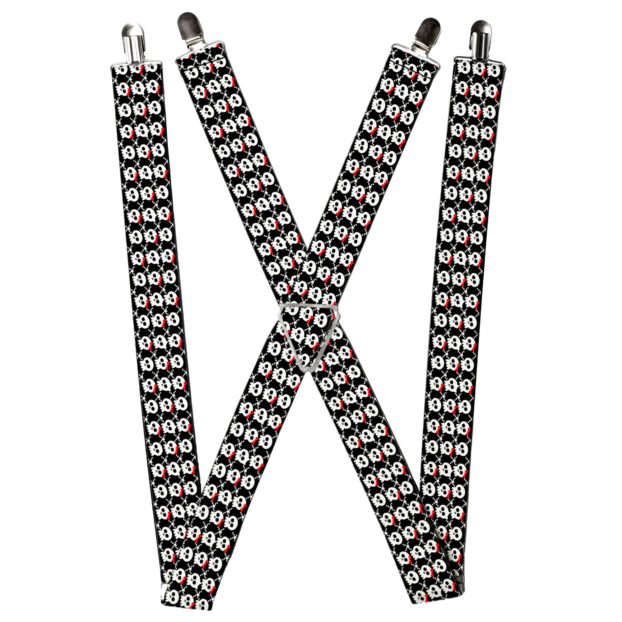 Suspenders - Skull w/Bow Black/White/Red Suspenders Buckle-Down