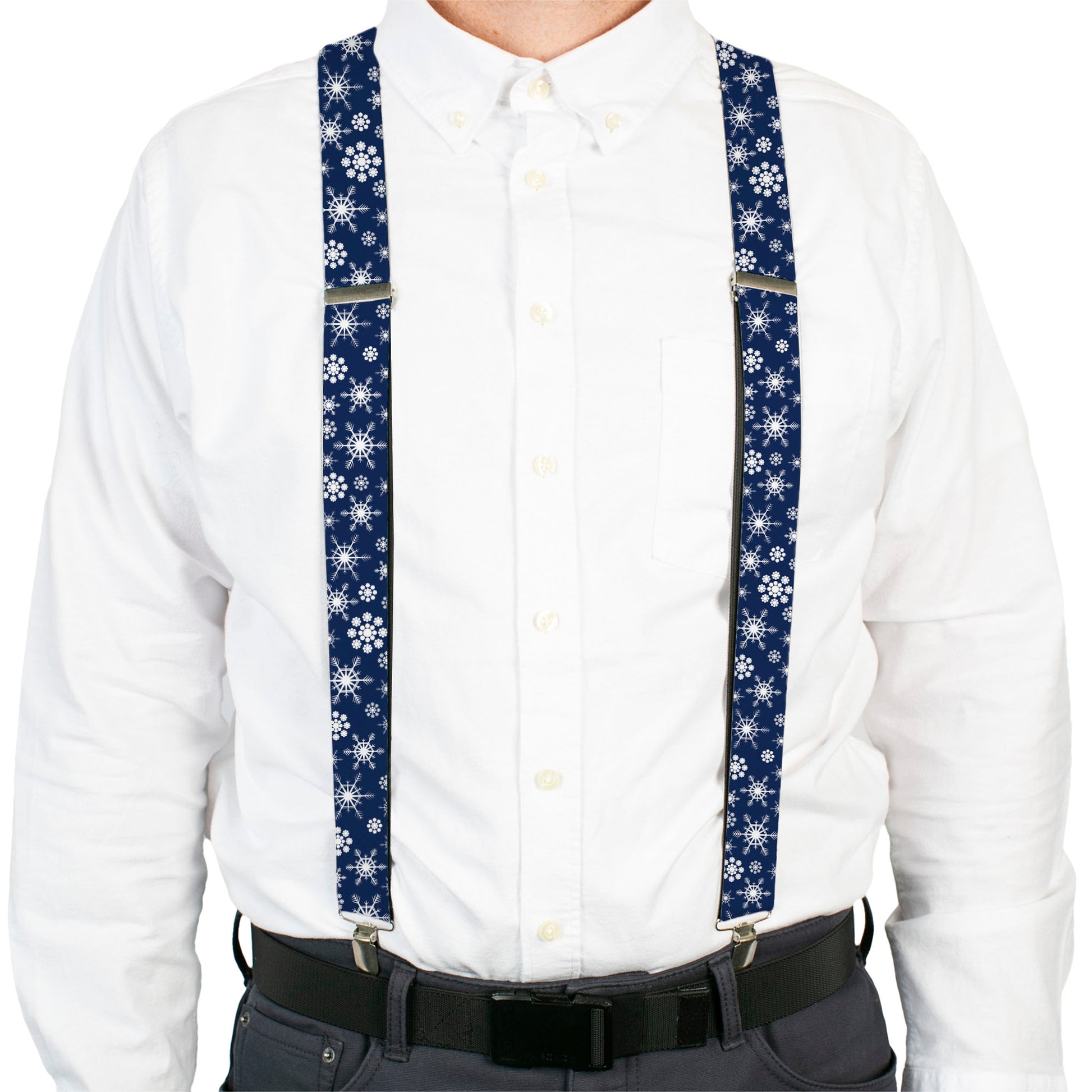 Suspenders - Snowflakes Blue/White Suspenders Buckle-Down
