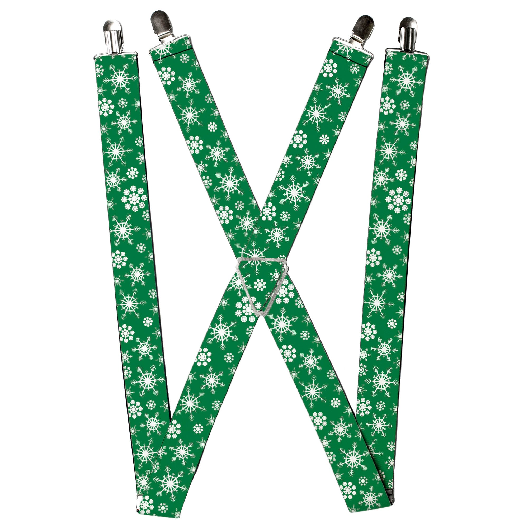 Suspenders - Snowflakes Green/White Suspenders Buckle-Down