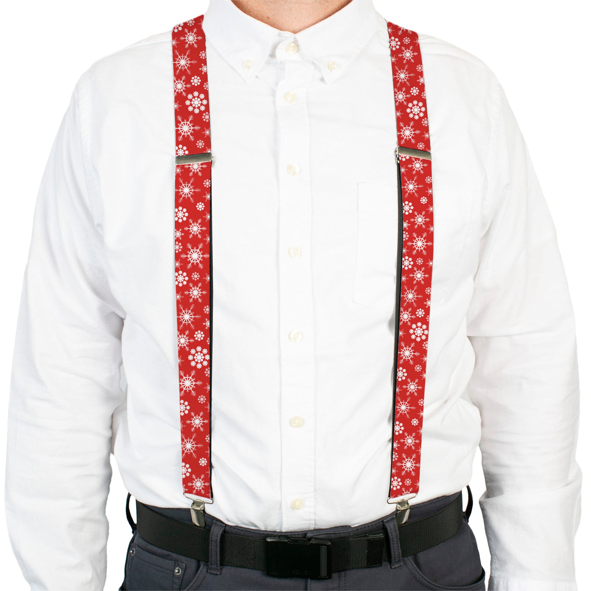 Suspenders - Snowflakes Red/White Suspenders Buckle-Down