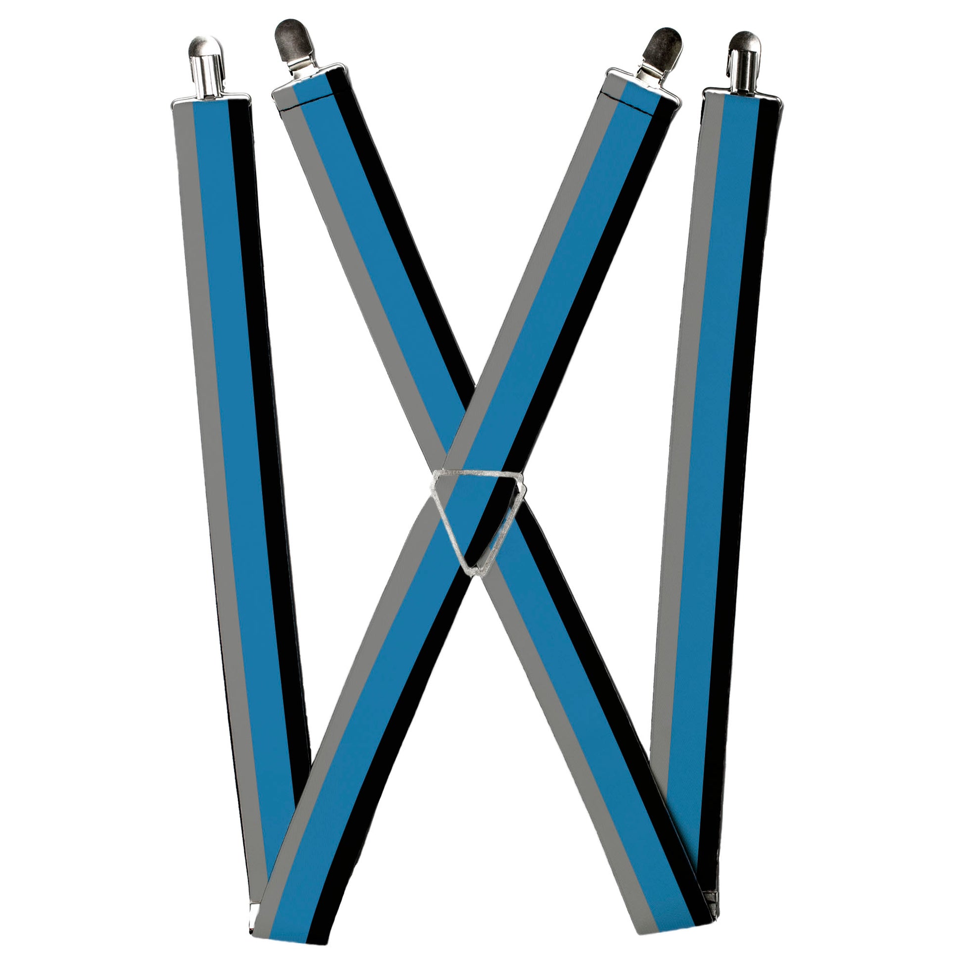 Suspenders - Stripes Black/Turquoise/Gray Suspenders Buckle-Down
